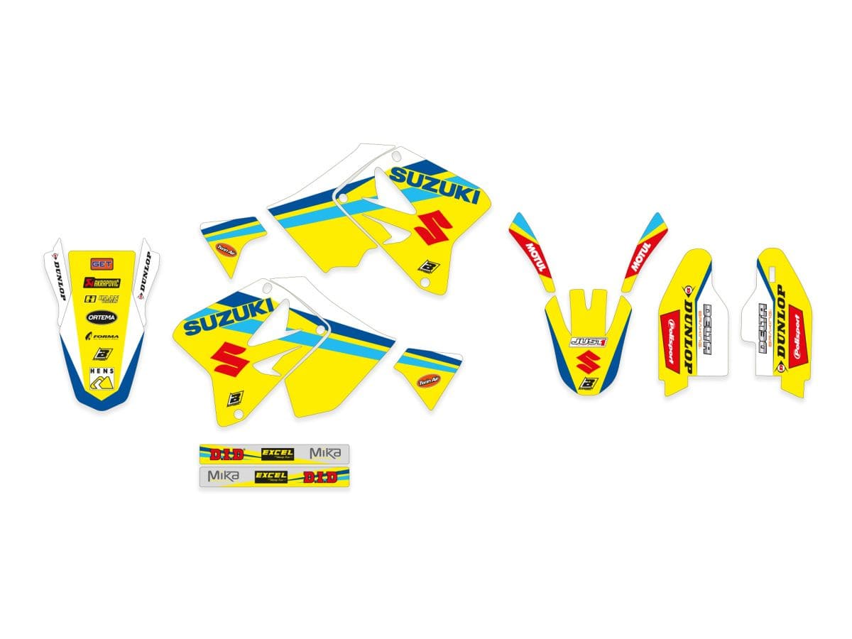 BB-43025912 Kit deco carena completo con coprisella Blackbird Replica Suzuki 2019 RM 125 / 250 2001-2008, COD: BB-43025912