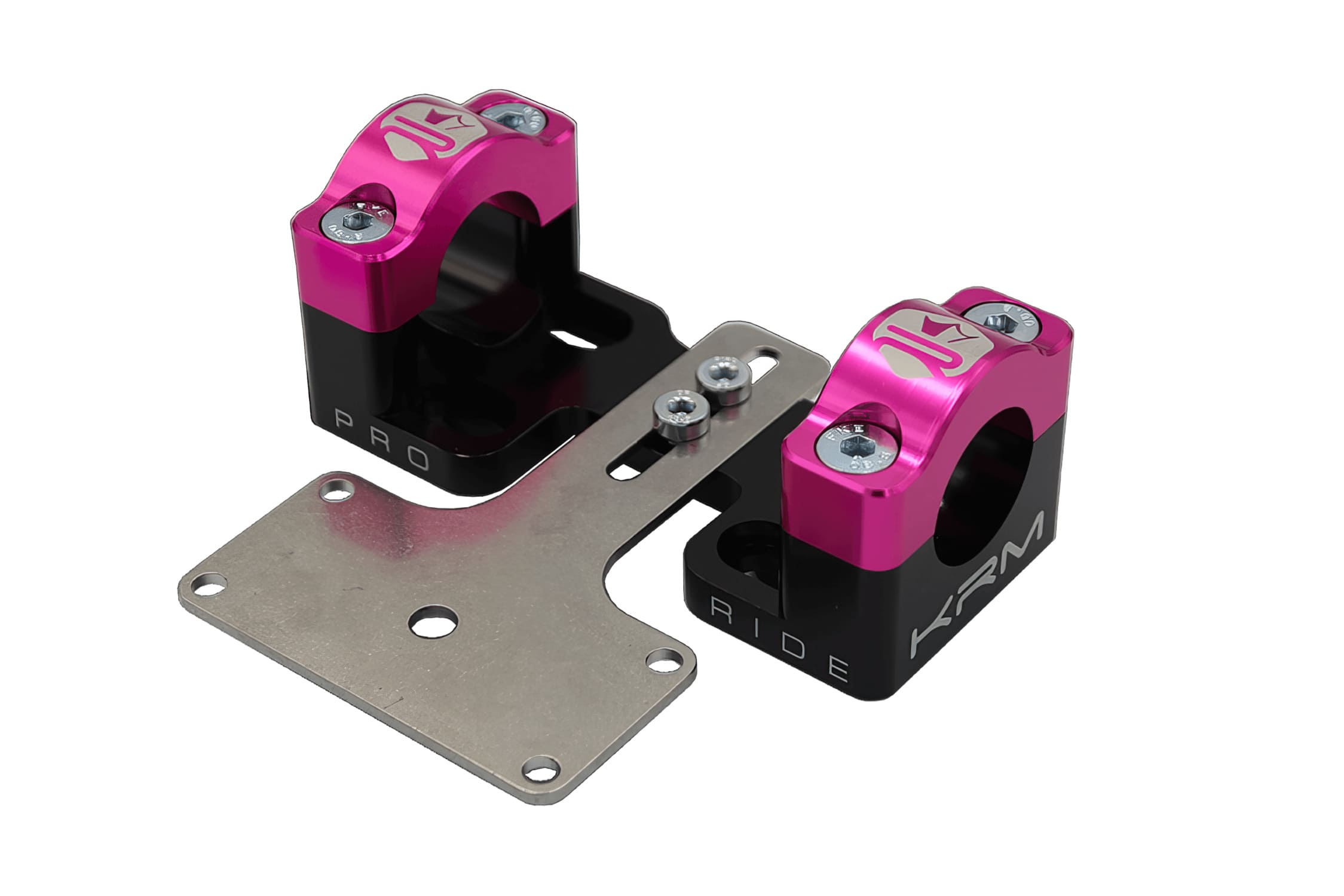 KR323F Fascette manubrio 28mm con supporto contachilometri KRM nero / rosa