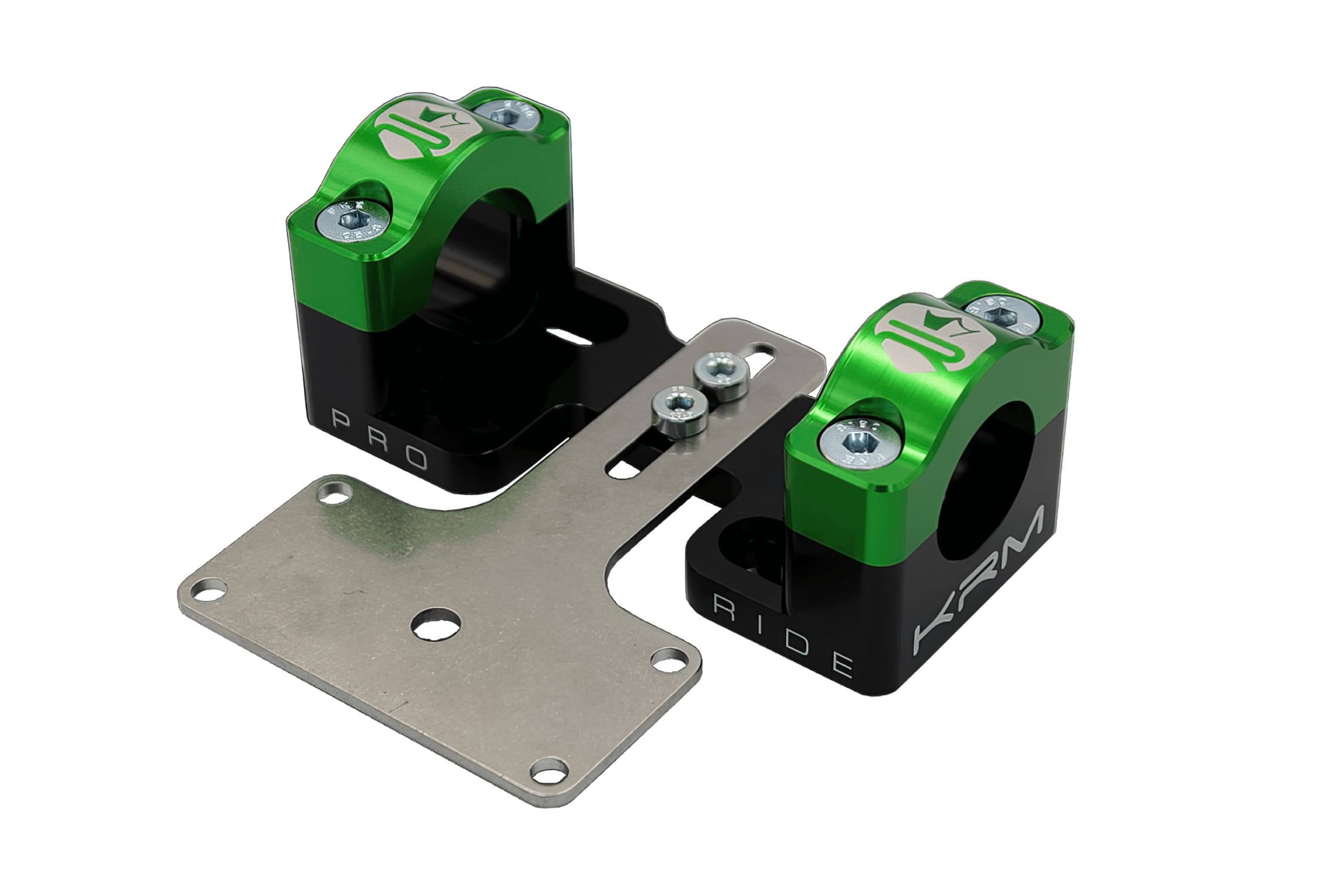 KR324F Fascette manubrio 28mm con supporto contachilometri KRM nero / verde