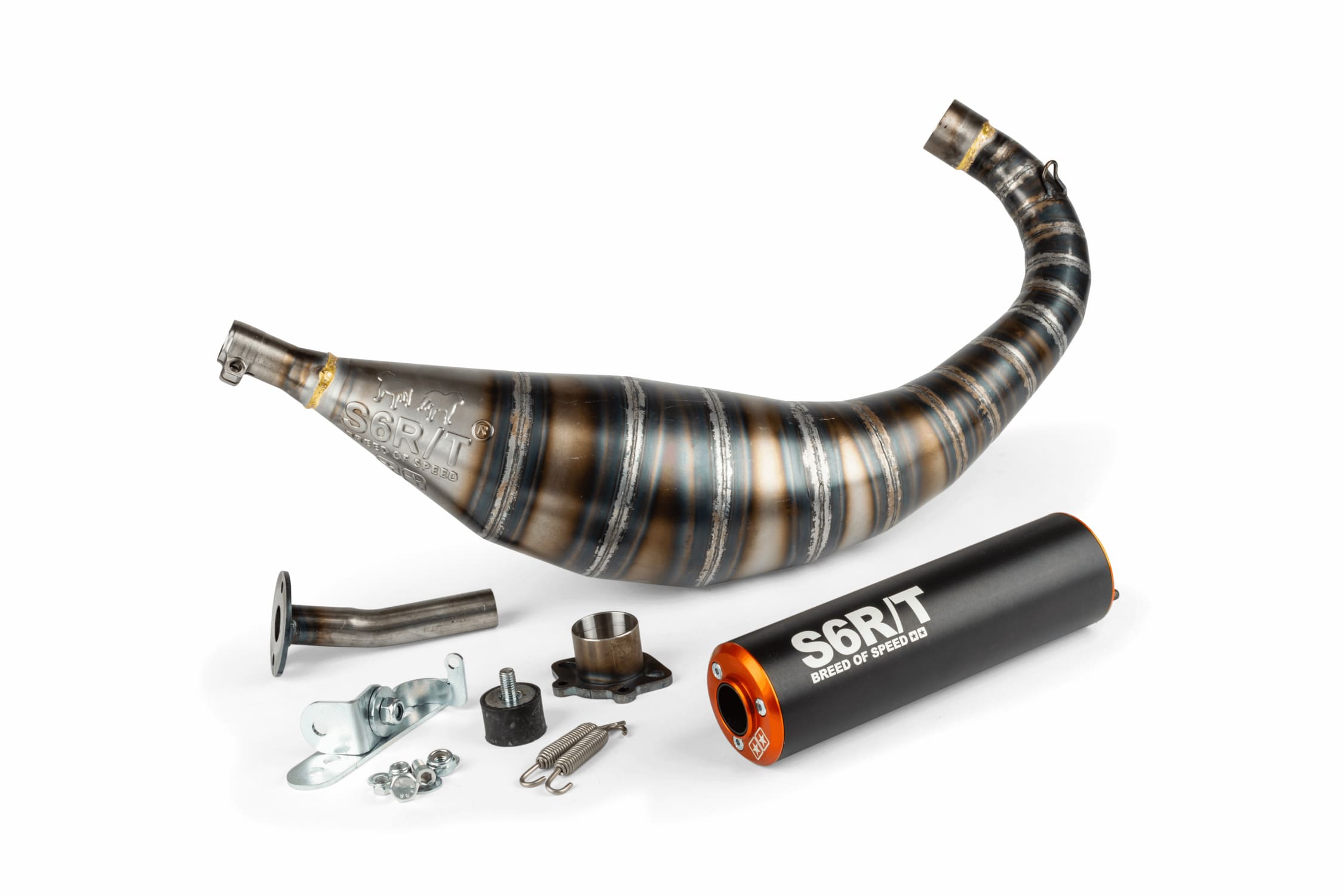S6-96193851/BO Marmitta Stage6 R/T 80 - 90cc CNC Arancio / Nero Derbi, COD: S6-96193851/BO