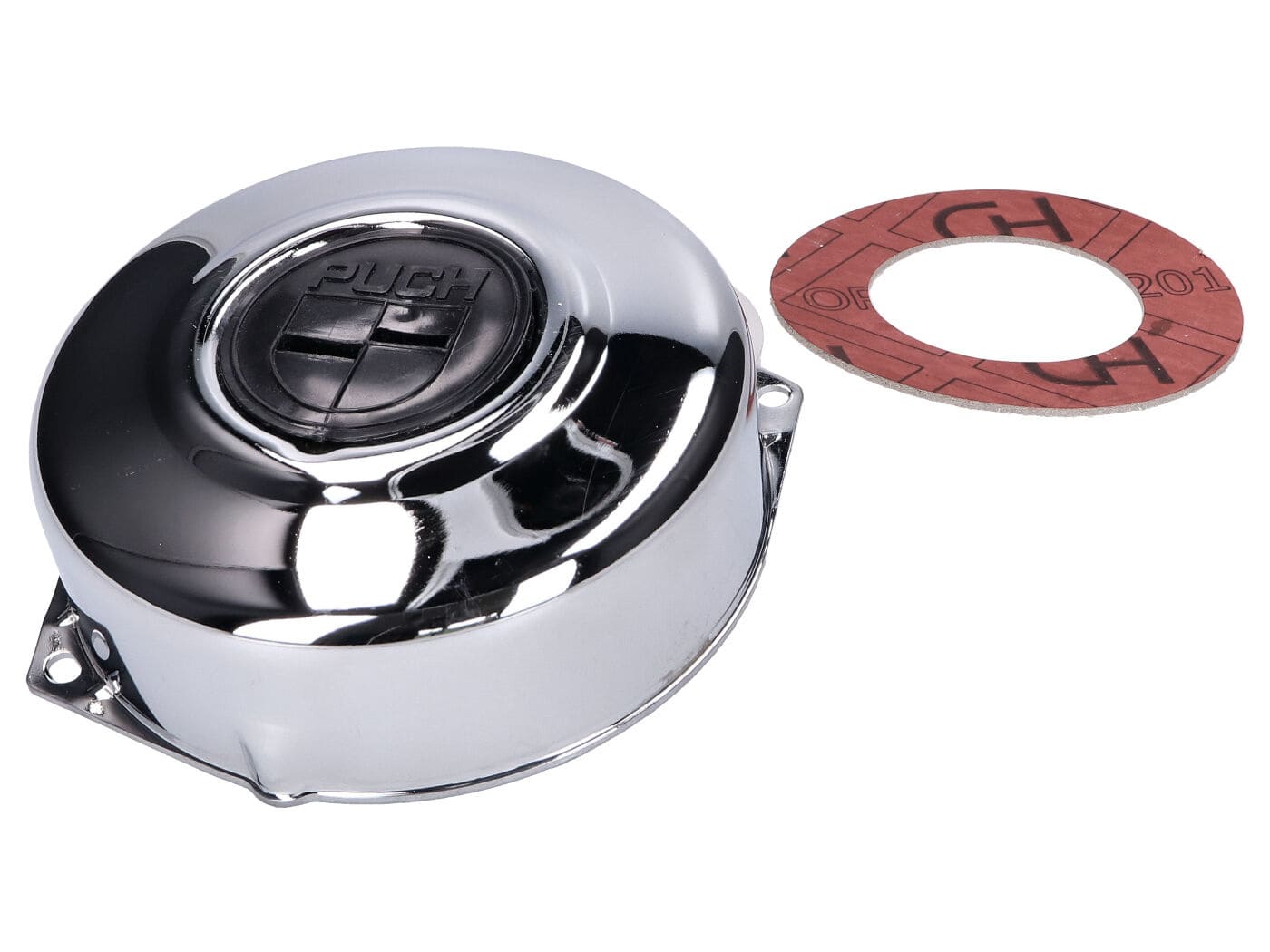 IP44189 Coperchio accensione cromato / logo nero Puch Maxi / X30, COD: IP44189