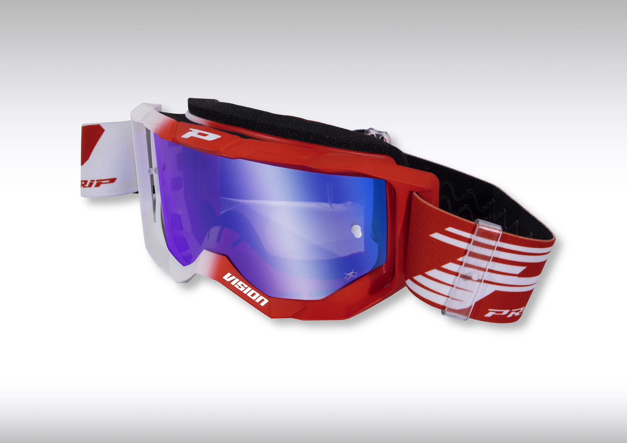 PG-PZ3300FL-127 Maschera cross ProGrip 3300 Miroir bianco / rosso, COD: PG-PZ3300FL-127