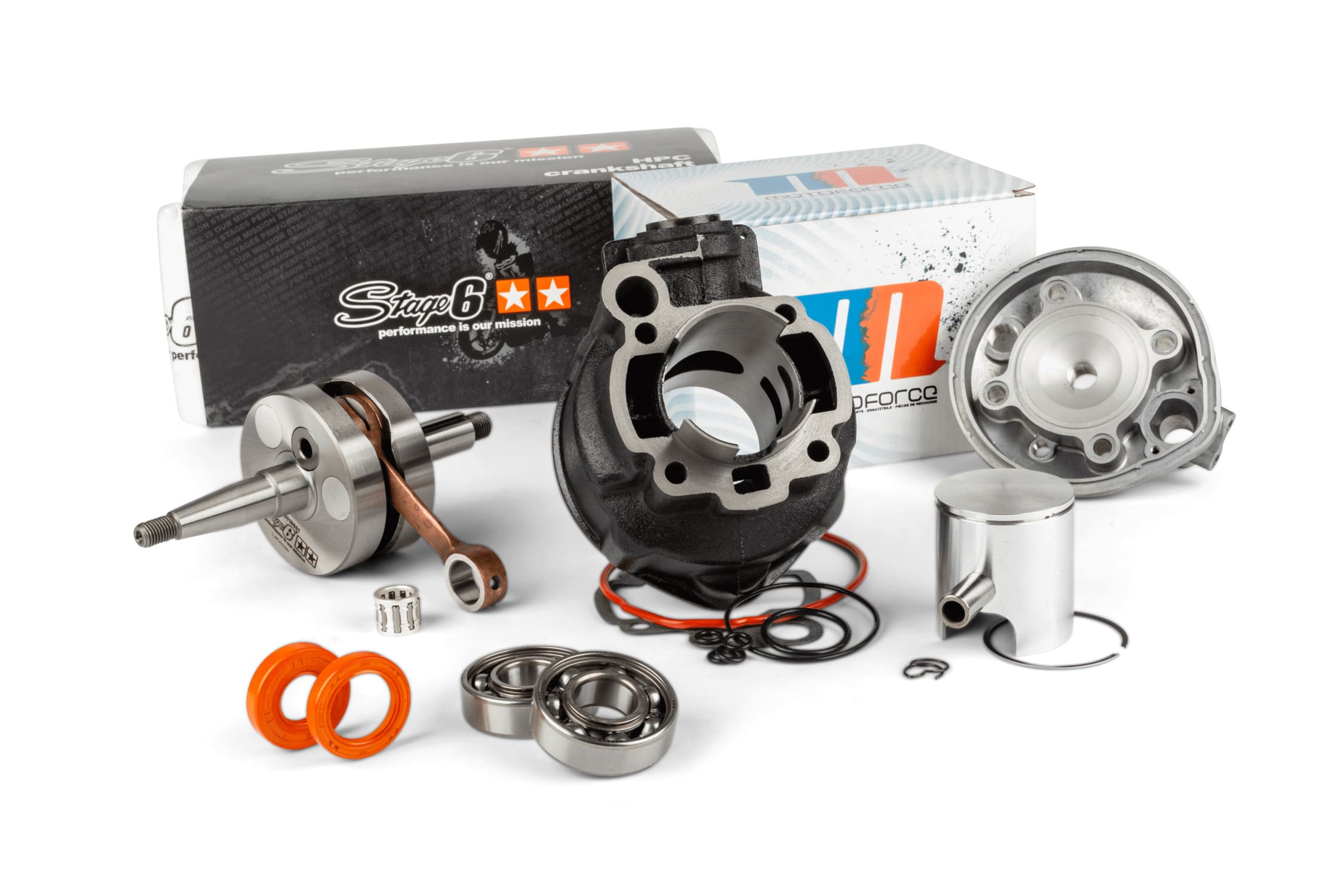 MF26.18810/PACK01 Kit gruppo termico + albero motore Motoforce Racing 80 ghisa Minarelli AM6, COD: MF26.18810/PACK01