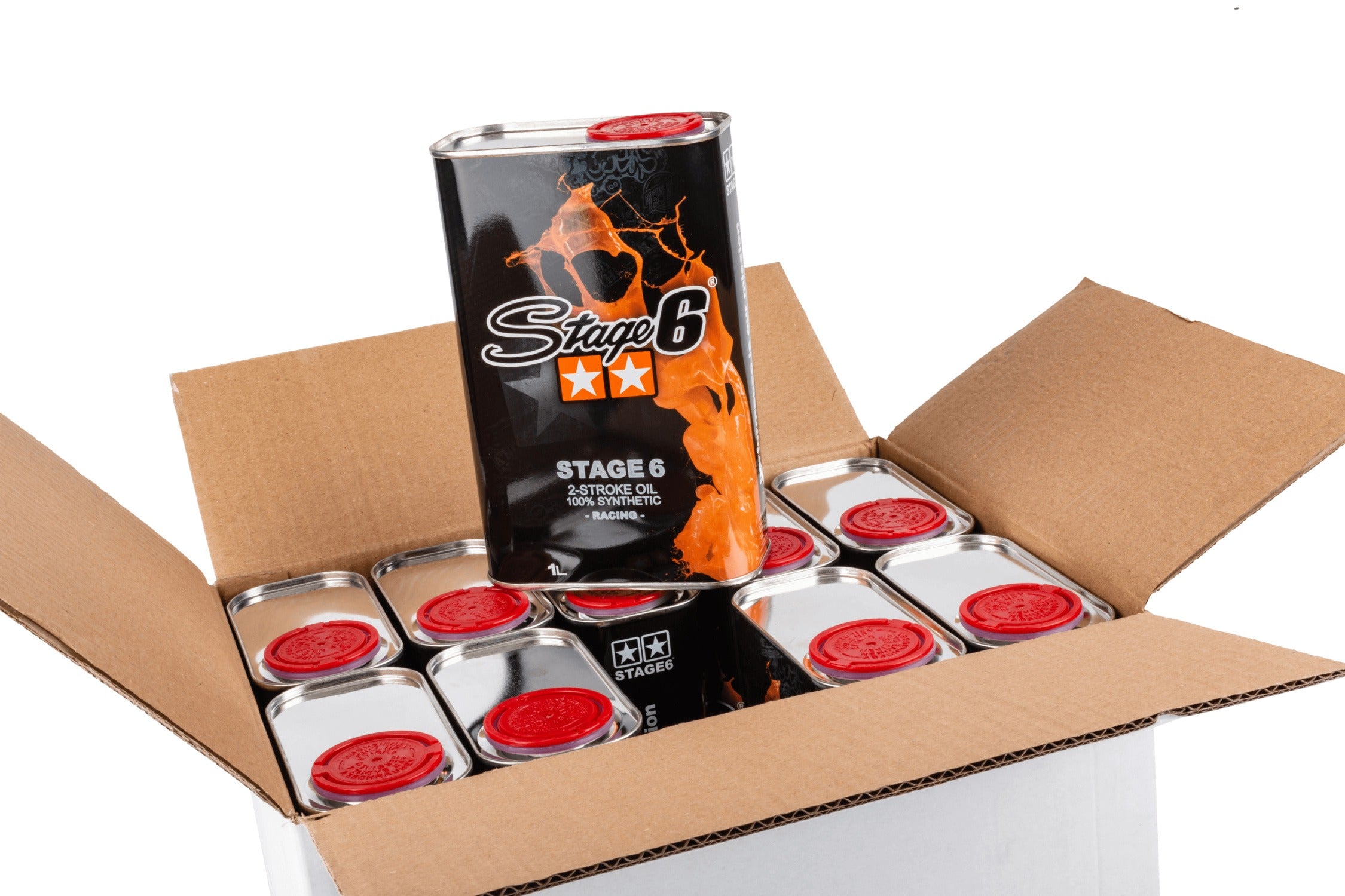 s6-0206/box olio motore 2t stage6 racing 100% sintetico 1l (x10)