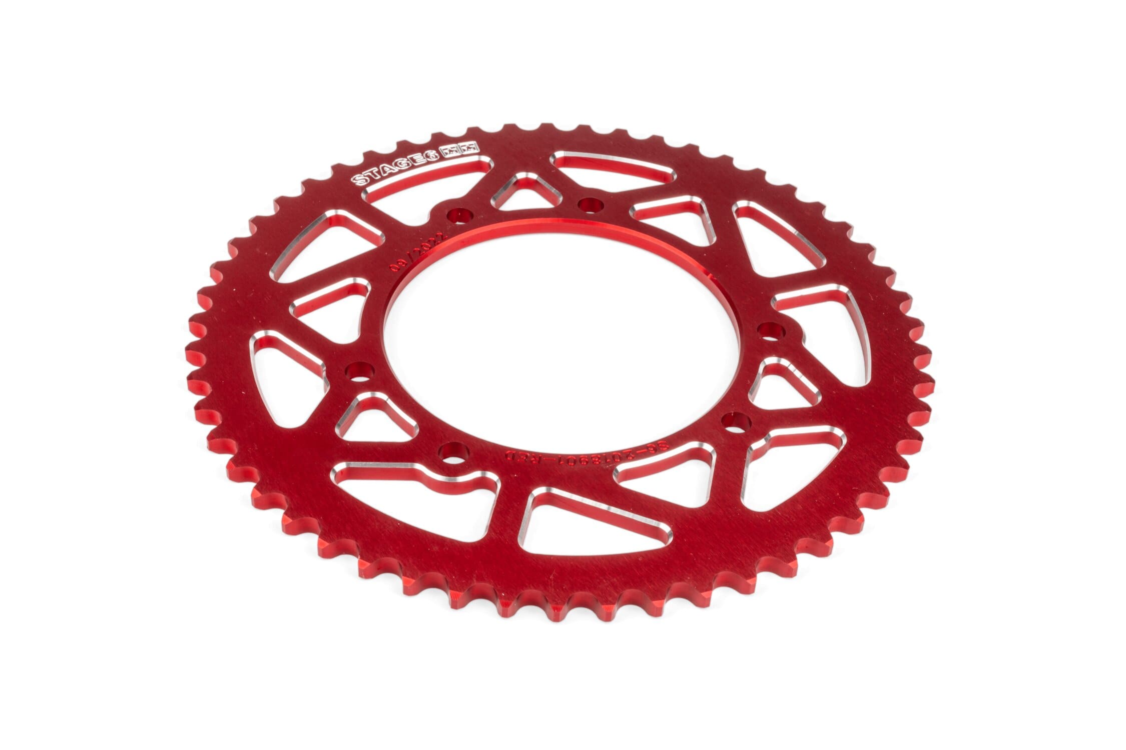 S6-2018901/RE Corona 53 denti - 420 Stage6 alluminio CNC rosso Rieju MRT, COD: S6-2018901/RE