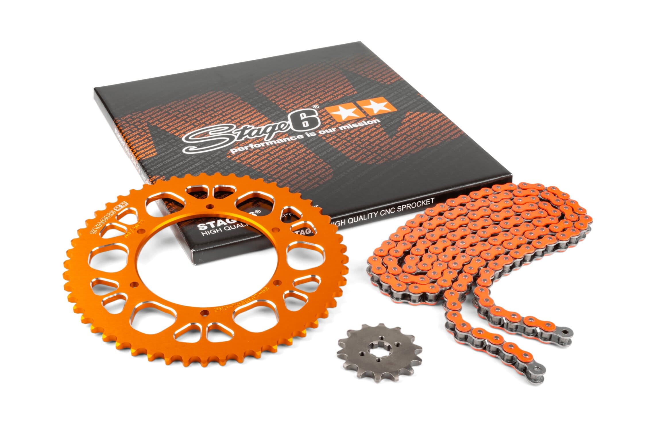 S6-2119334/OR Kit catena 14x53 - 420 Stage6 alu CNC arancione Aprilia SX 50, COD: S6-2119334/OR