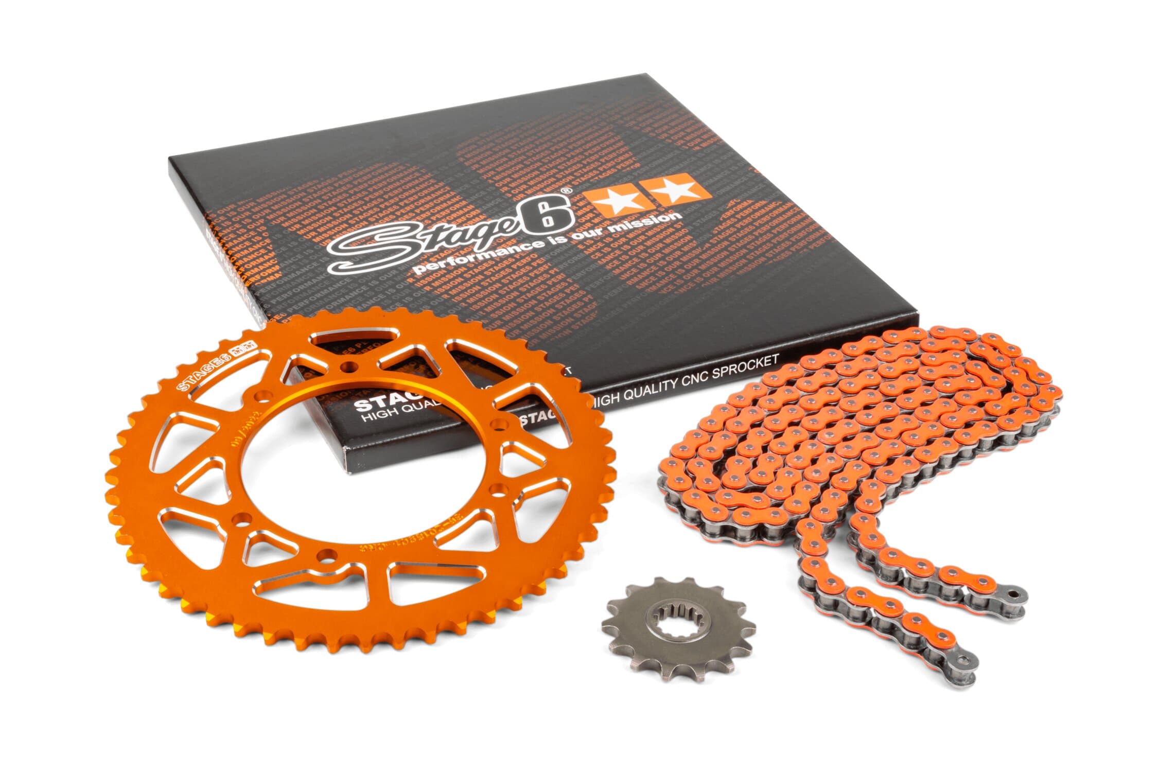 S6-2118833/OR Kit catena 13x53 - 420 Stage6 alu CNC arancione Rieju MRT, COD: S6-2118833/OR