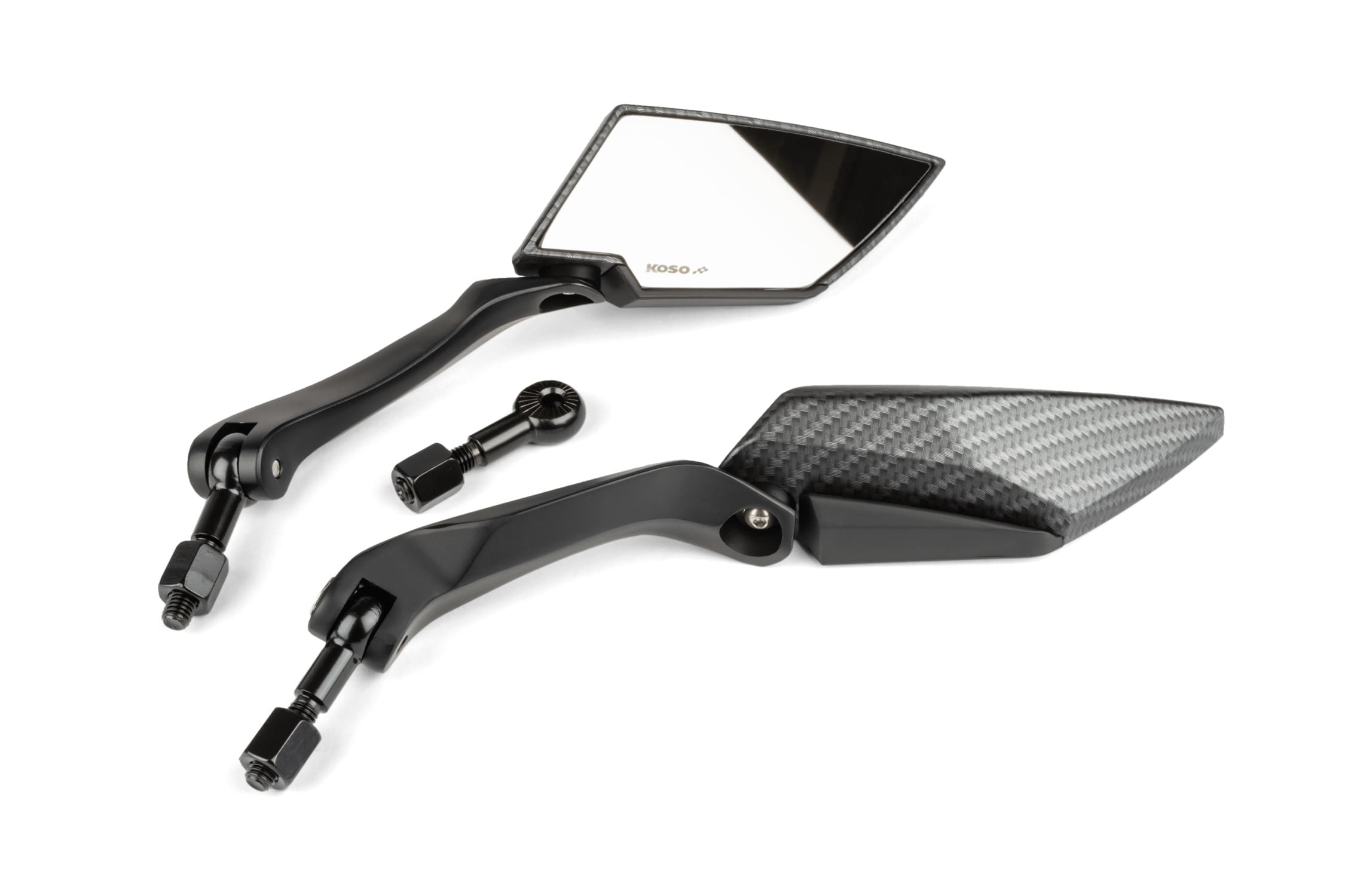 KO-OA016CK1 Specchietti KOSO TT (x2), look carbonio/nero, M8