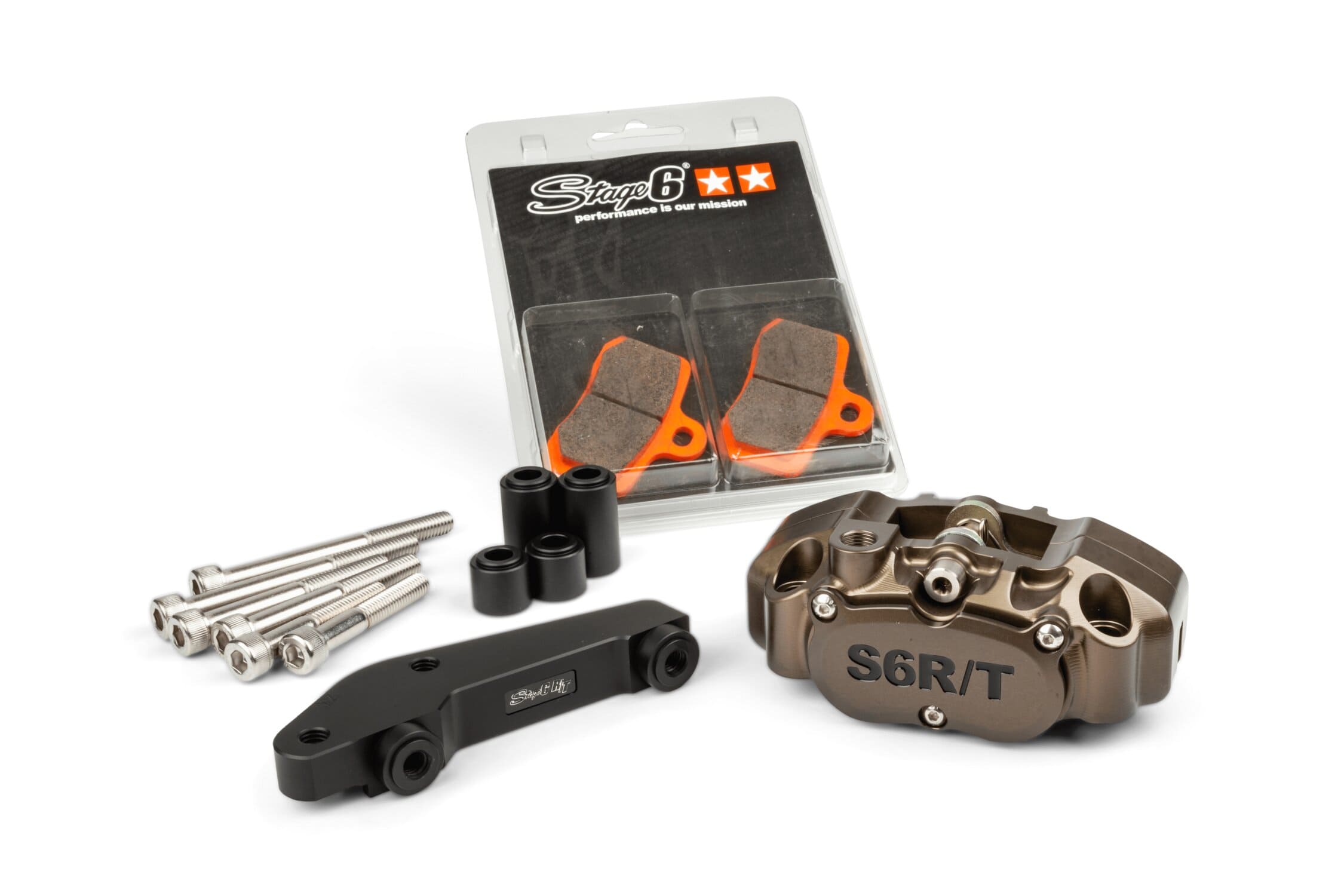 S6-1400376/PACK06 Pinza a 4 pistoncini con adattatore Brembo Stage6 R/T anodizzato duro, COD: S6-1400376/PACK06