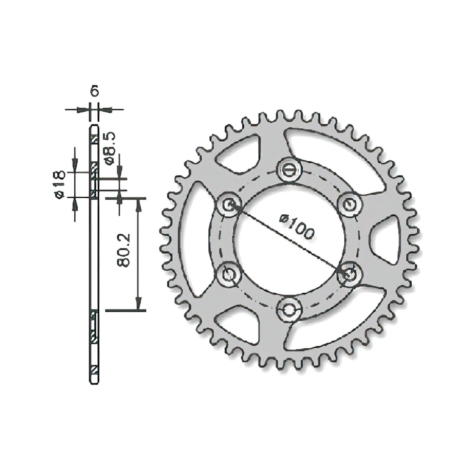 SP-5518 Corona IGM Rieju RR / Spike 80,2mm 6Fori 44 Denti