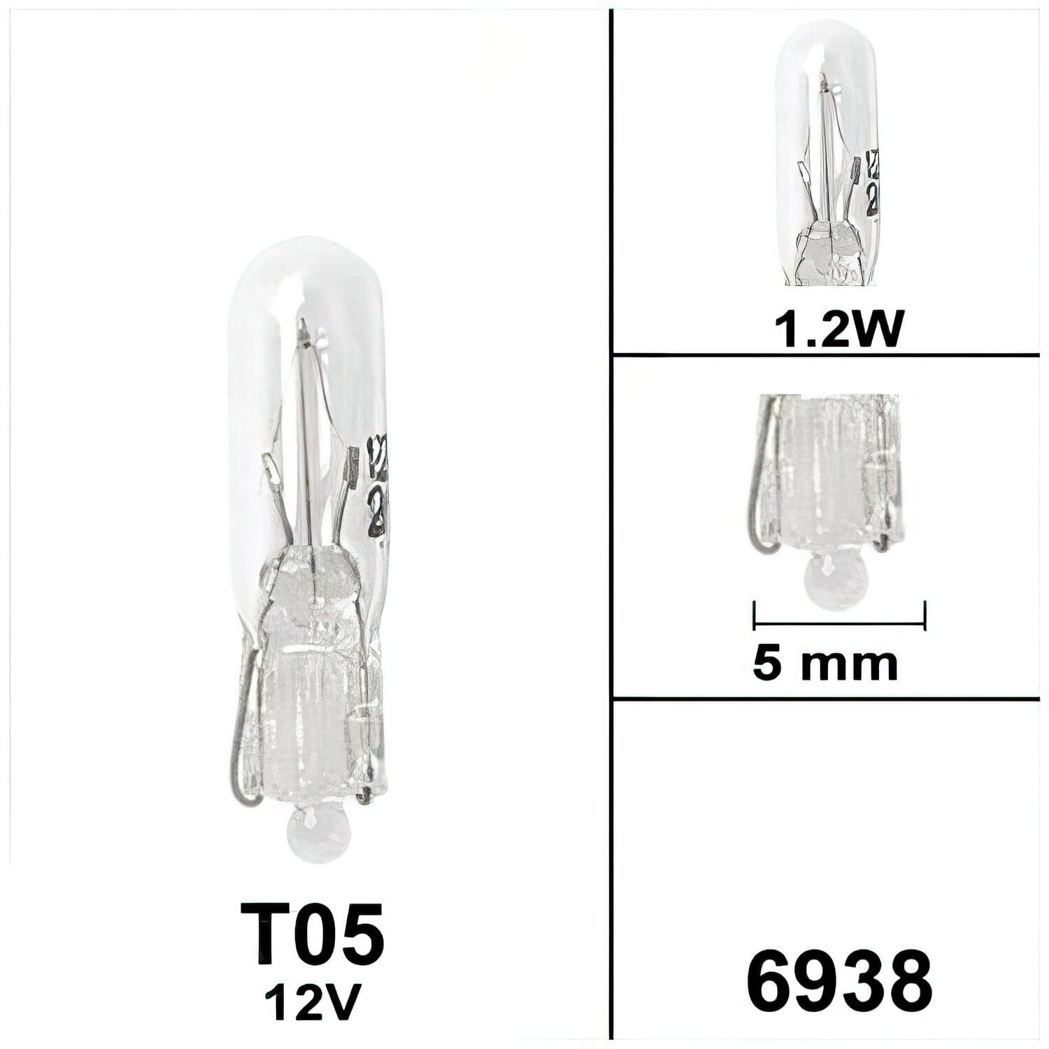 SP-6938 Lampada con base in vetro T5 12V 1,2W, COD: SP-6938