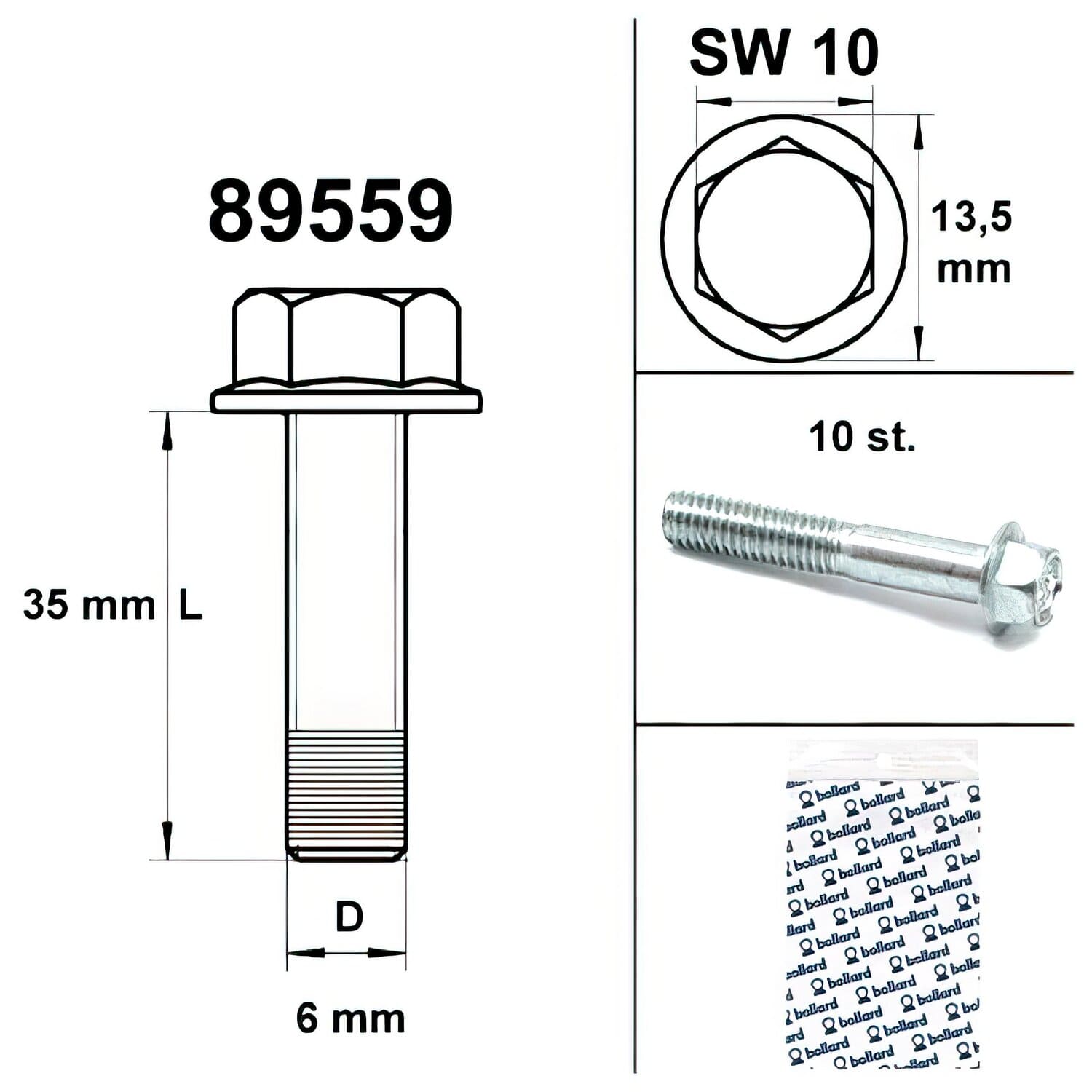 SP-89559 Vite motore SW 10 M6x35 argento (x10), COD: SP-89559