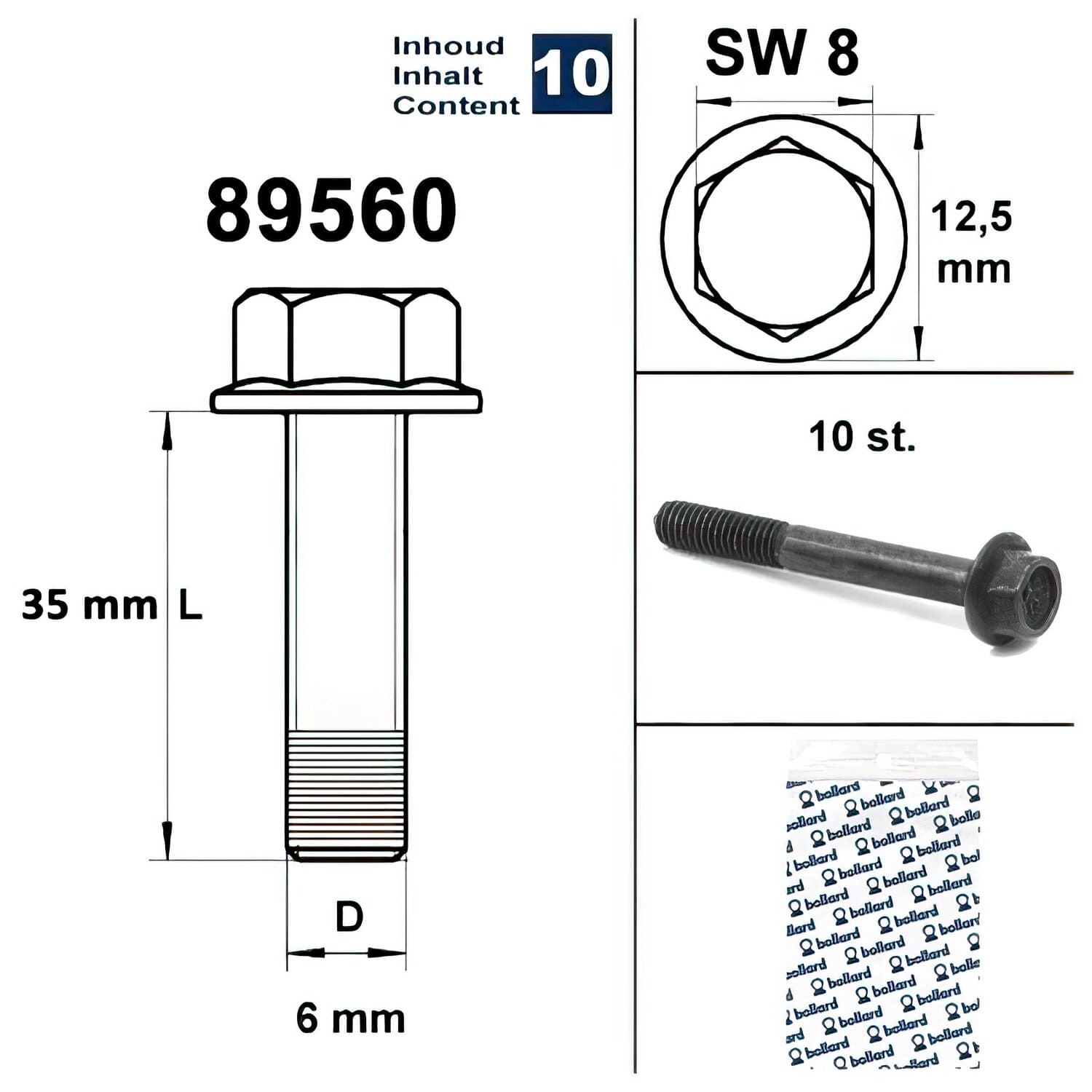 SP-89560 Vite motore SW 8 M6x35 nero (x10), COD: SP-89560