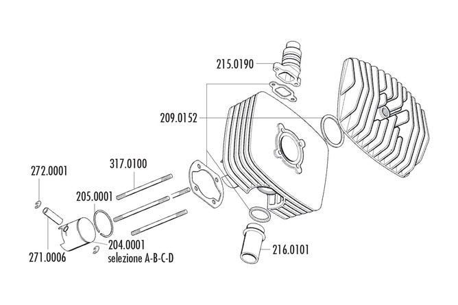 P204.0001/C Pistone Polini 80 S.6000 Minarelli P6 - selezione C 47,955mm - Billaricambi SRLS