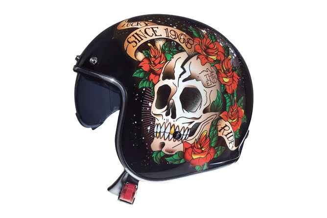 MT-203149 Casco jet MT Helmets Le Mans 2 SV Skull & Rose nero XS - Billaricambi SRLS