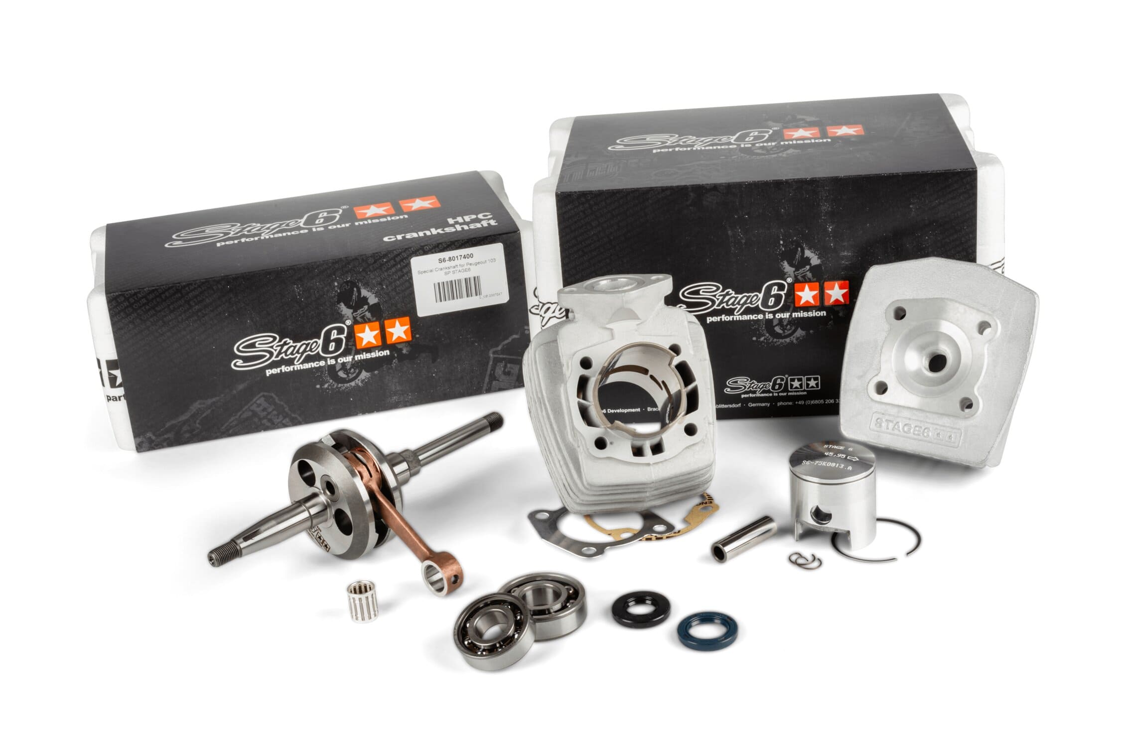 S6-7417400/PACK3 Kit gruppo termico - albero motore Peugeot 103 SP Stage6 Racing 70, COD: S6-7417400/PACK3