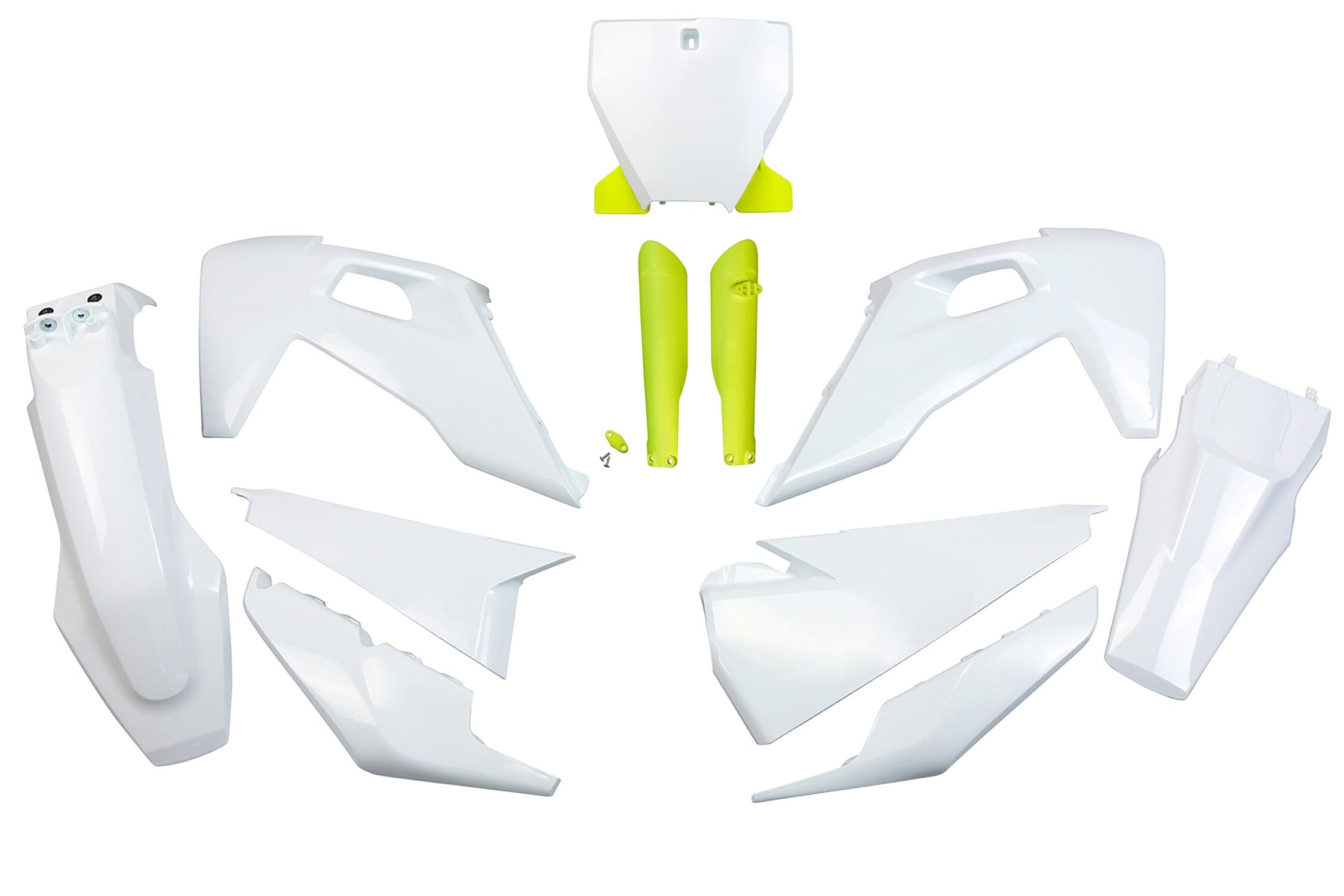 UF-HUKIT622F@999 Kit plastiche con protezioni forcella Husqvarna TC / FC dopo 2019 / 2022 UFO colori OEM 2019, COD: UF-HUKIT622F@999