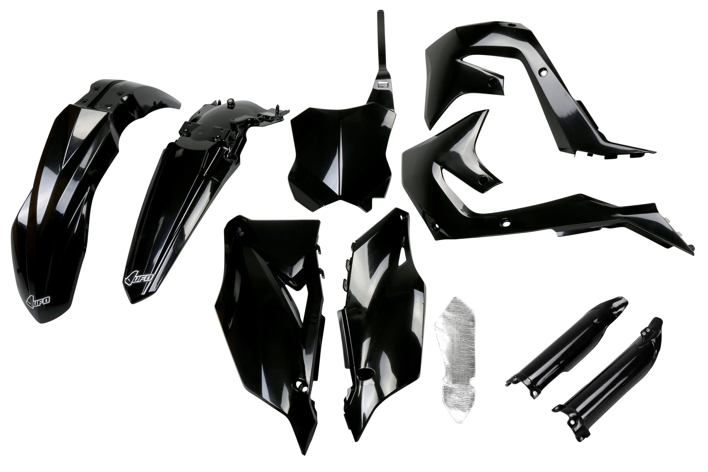 UF-KAKIT227F@001 Kit plastiche con protezioni forcella Kawasaki KX dopo 2019 UFO nero, COD: UF-KAKIT227F@001