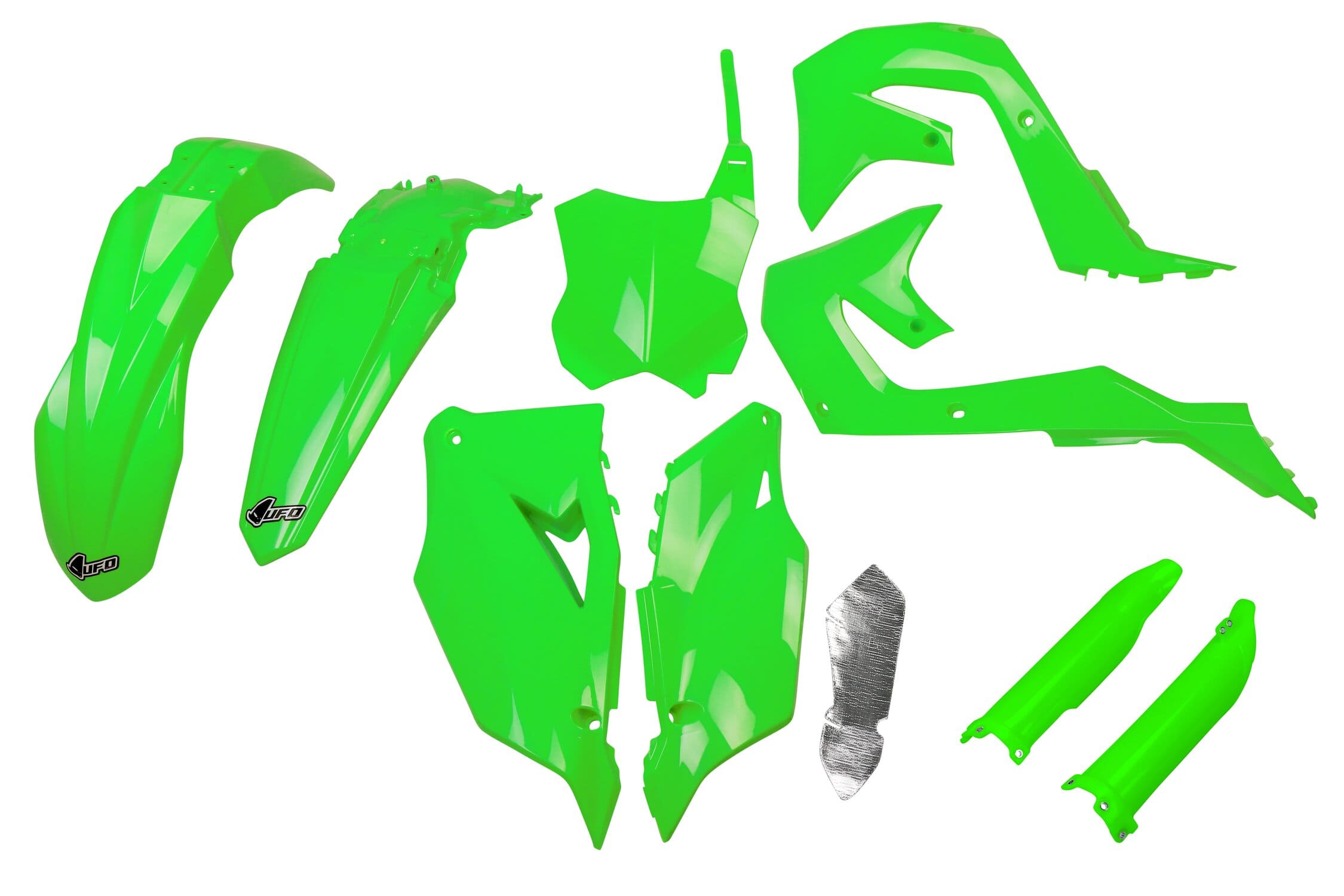 UF-KAKIT227F@AFLU Kit plastiche con protezioni forcella Kawasaki KX dopo 2019 UFO verde fluo, COD: UF-KAKIT227F@AFLU