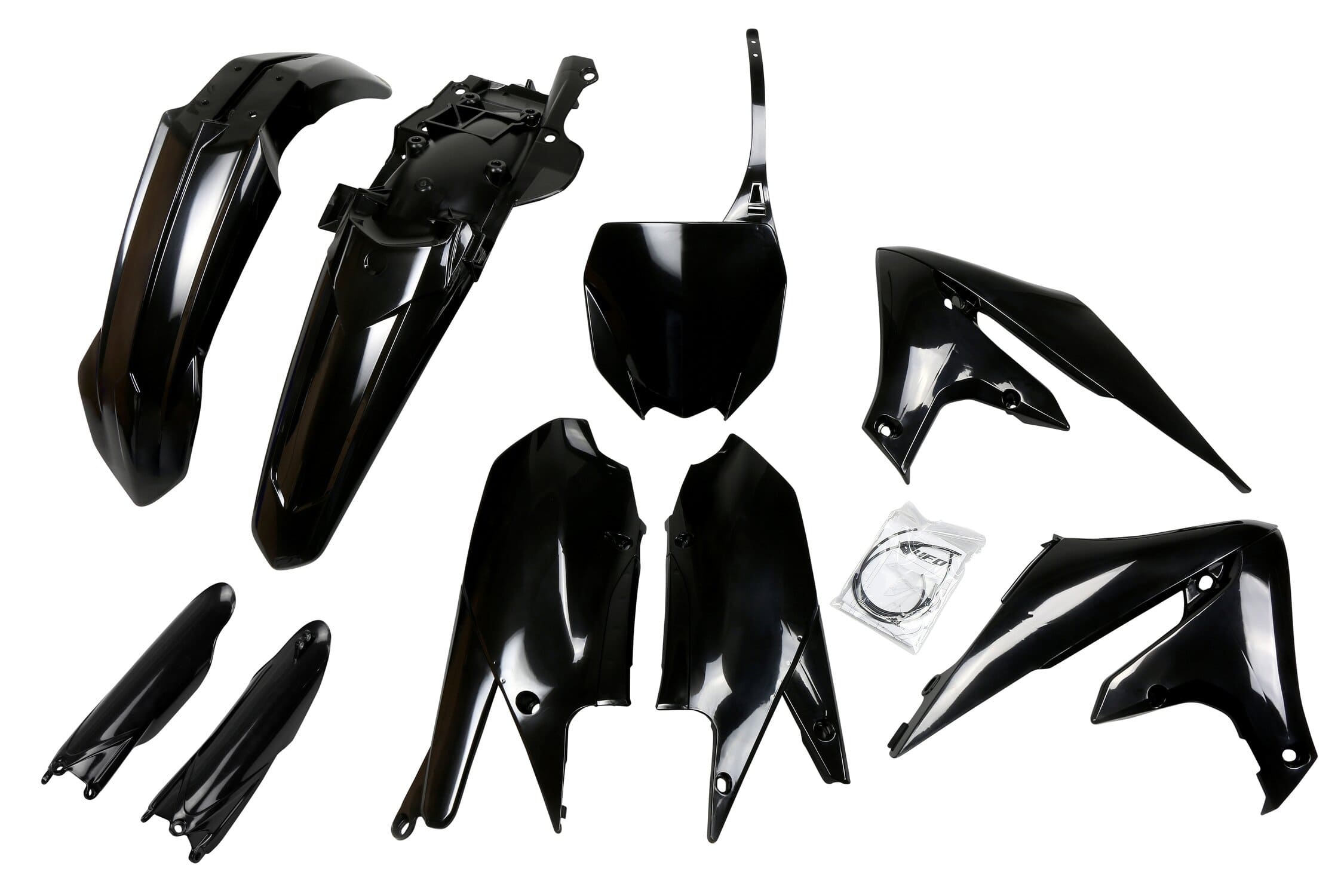 UF-YAKIT321F@001 Kit plastiche con protezioni forcella Yamaha YZF dopo 2018 UFO nero, COD: UF-YAKIT321F@001