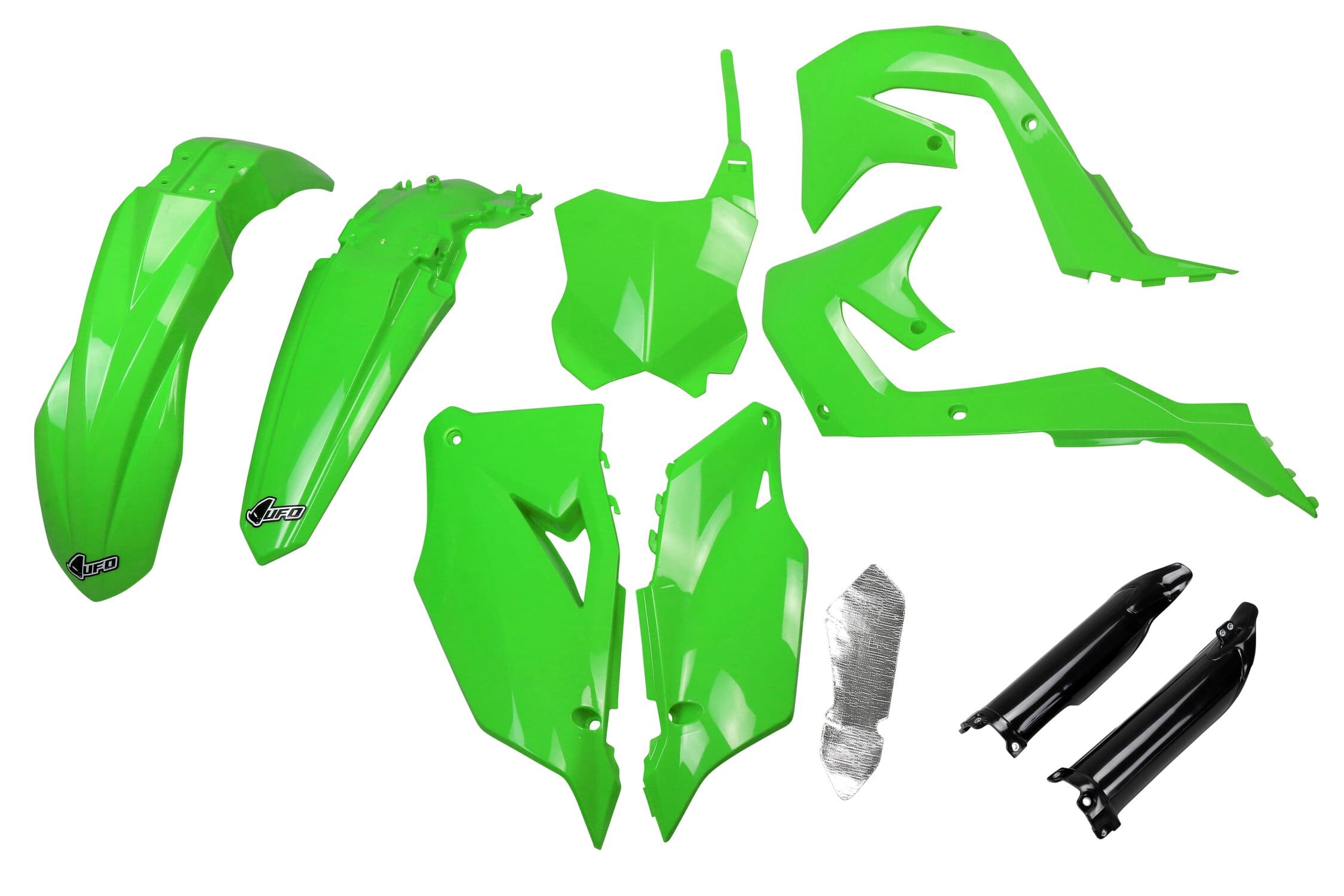 UF-KAKIT227F@999A Kit plastiche con protezioni forcella Kawasaki KX dopo 2019 UFO verde, COD: UF-KAKIT227F@999A