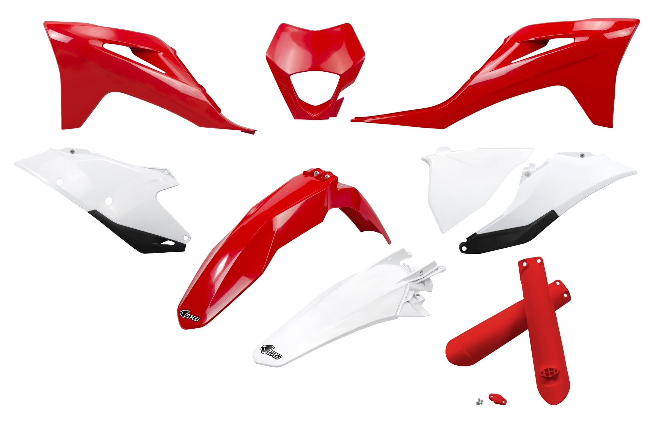 UF-GGKIT703F@999 Kit plastiche con protezioni forcella Gasgas EC / EC-F 2021-2023 dopo 2021 UFO rosso OEM 2021-2022, COD: UF-GGKIT703F@999