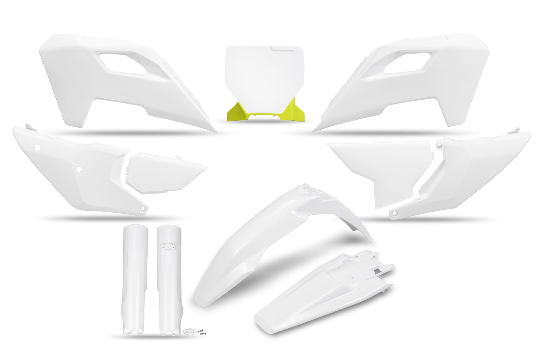 UF-HUKIT626F@040 Kit plastiche con protezioni forcella Husqvarne TC / FC dopo 2023 UFO bianco, COD: UF-HUKIT626F@040