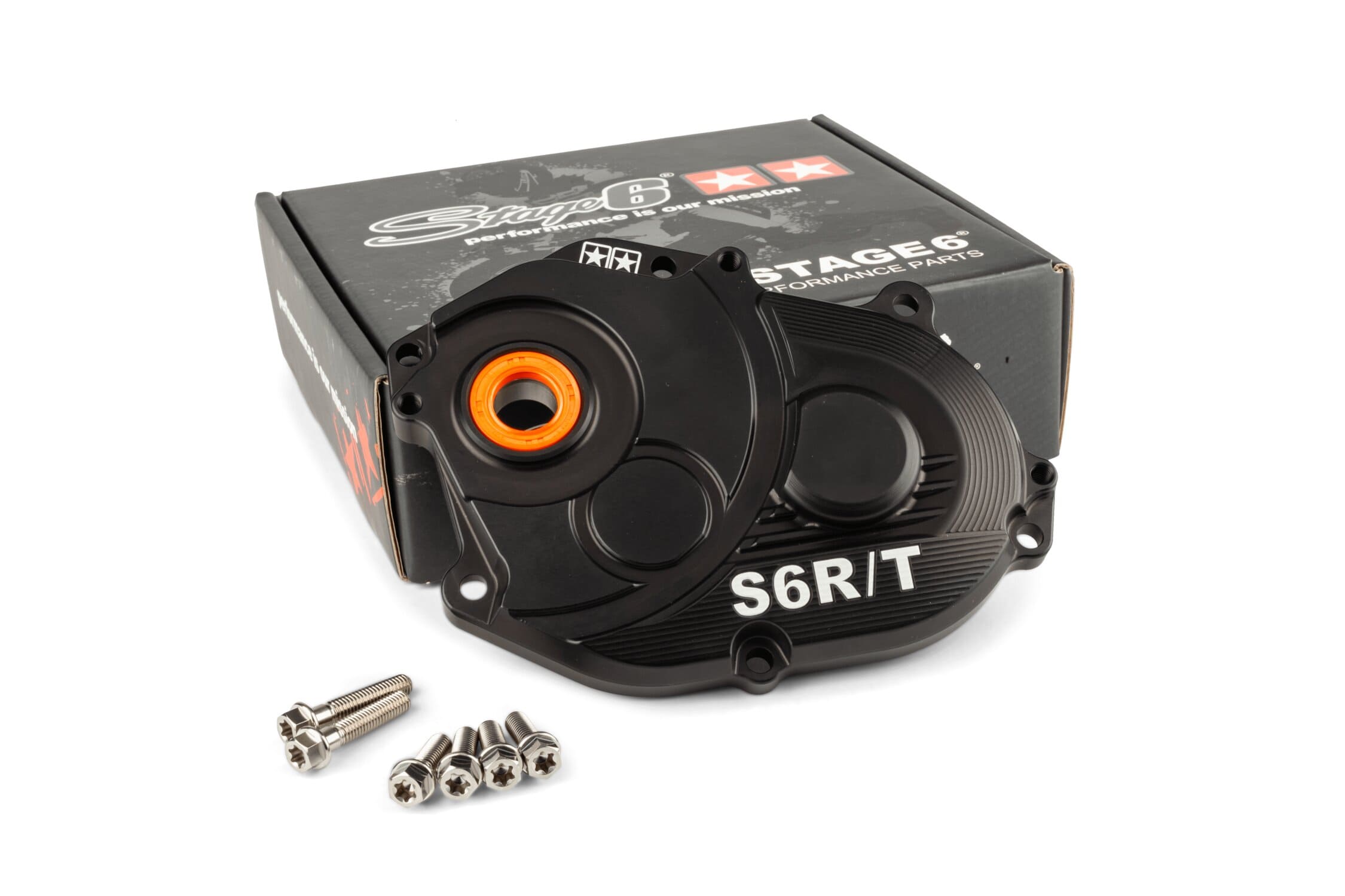 S6-2216601/PACK1 Carter ingranaggi Stage6 R/T nero con viti in titanio Minarelli, COD: S6-2216601/PACK1