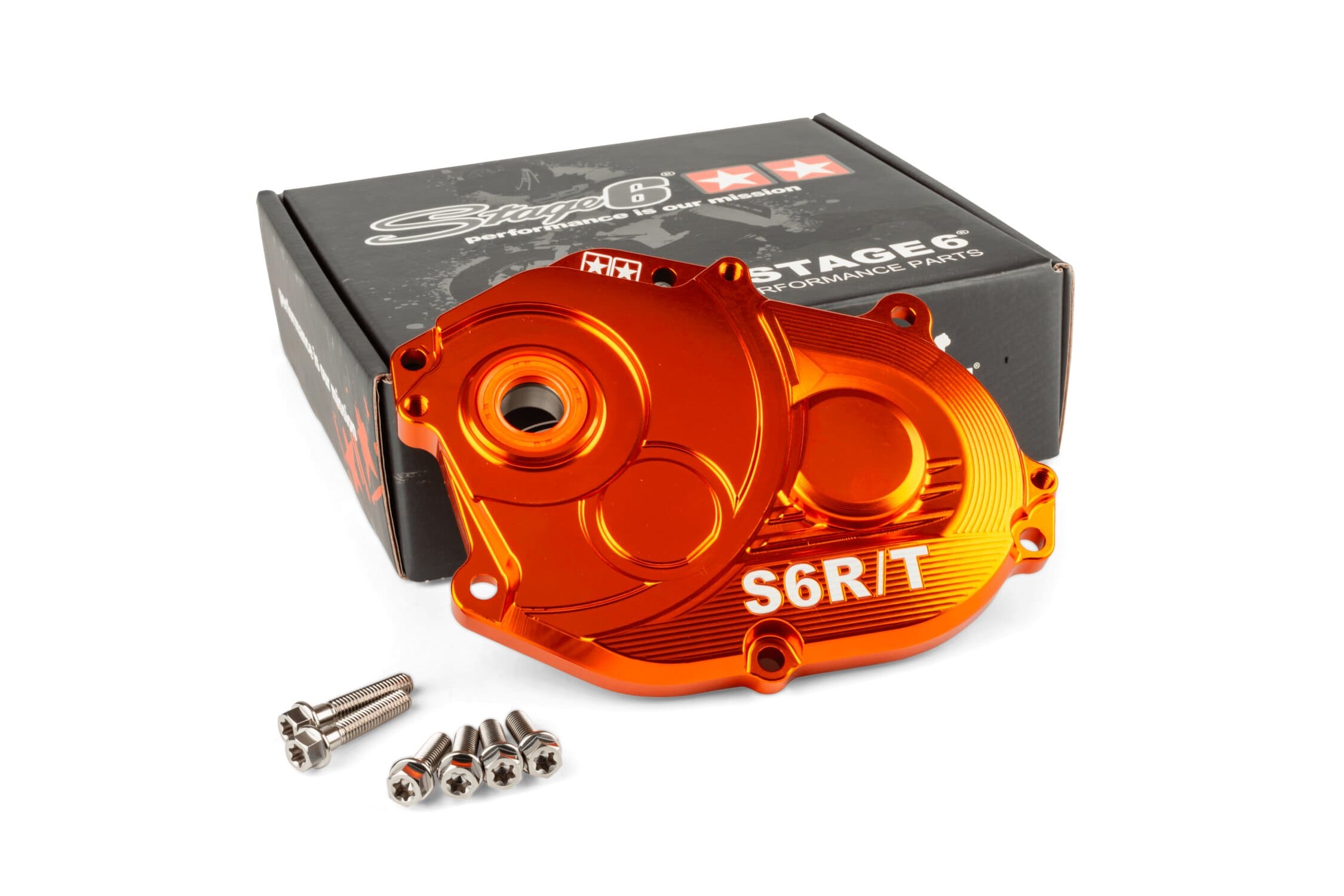 S6-2216602/PACK1 Carter ingranaggi Stage6 R/T arancione con viti in titanio Minarelli, COD: S6-2216602/PACK1