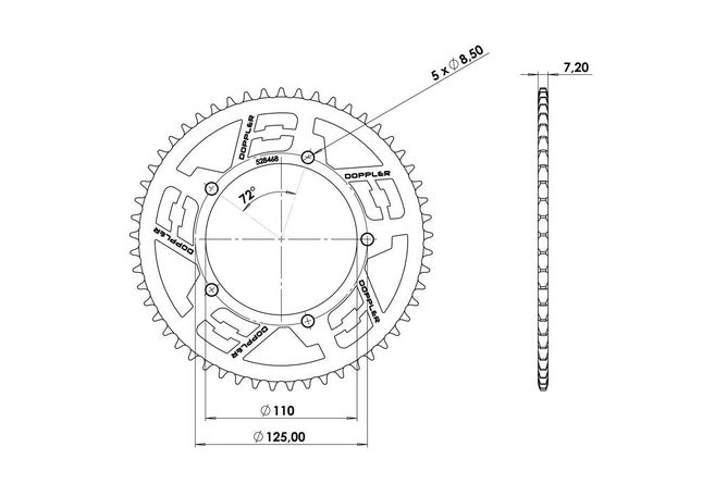 CGN528468 Steel crown 53 teeth - 428 Doppler Origin Sherco 50