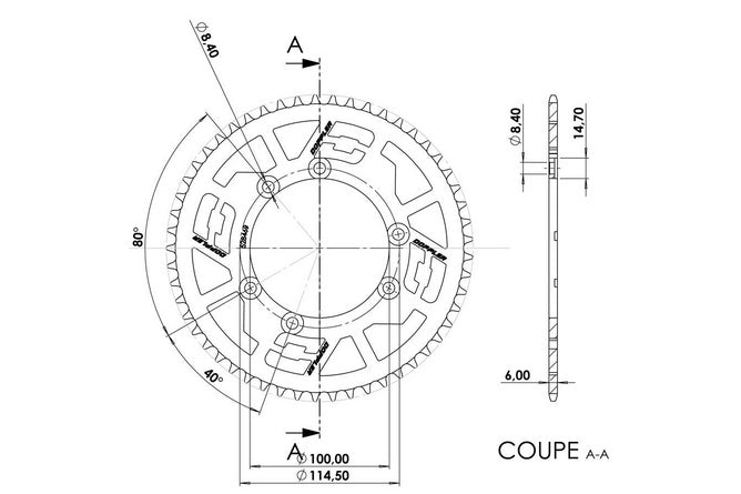 CGN528469 Steel crown 53 teeth - 420 Doppler Origin Beta RR (02 - 05) and Caballero