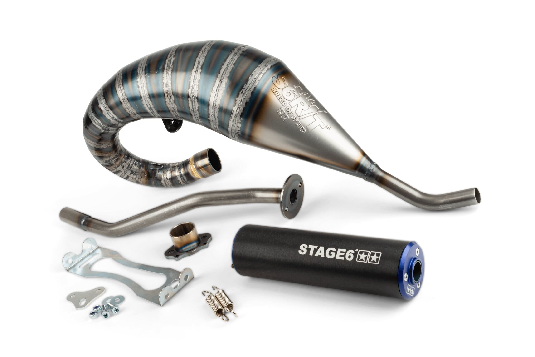 S6-96193752/BL Scarico Stage6 R/T 70 - 80 high-mount Derbi Nero / Blu, COD: S6-96193752/BL