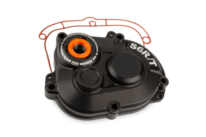 S6-2214001/PACK1 Stage6 R/T MK2 Piaggio Gearbox Cover with Titanium Screws Black