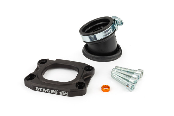 S6-3318836/BK Collettore aspirazione Stage6 360° AM6 / Derbi nero per PWK 30 - 34mm