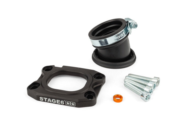 S6-3318836/BK Collettore aspirazione Stage6 360° AM6 / Derbi nero per PWK 30 - 34mm