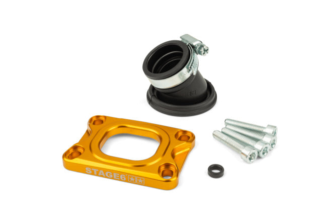S6-3318833/YE Collettore aspirazione Stage6 360° AM6 / Derbi dorato per CP Evolution