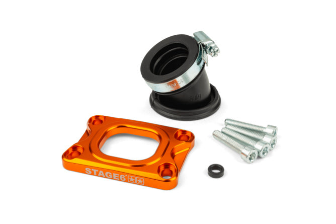 S6-3318834/OR Collettore aspirazione Stage6 360° AM6 / Derbi arancione per Mikuni TM24 - Billaricambi SRLS