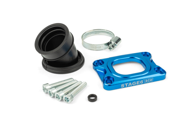 S6-3318835/BL Stage6 360° intake manifold AM6 / Derbi blue for PWK 19 - 28mm