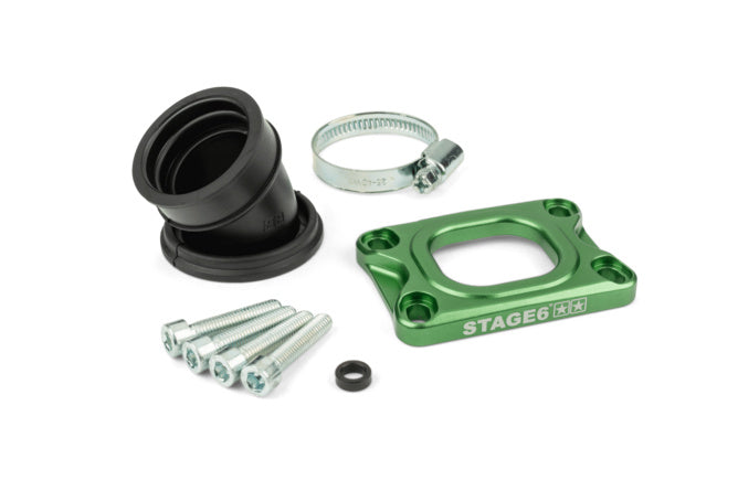 S6-3318835/GR Collettore aspirazione Stage6 360° AM6 / Derbi verde per PWK 19 - 28mm