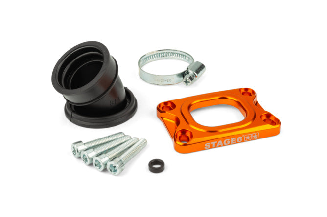 S6-3318835/OR Collettore aspirazione Stage6 360° AM6 / Derbi arancione per PWK 19 - 28mm - Billaricambi SRLS