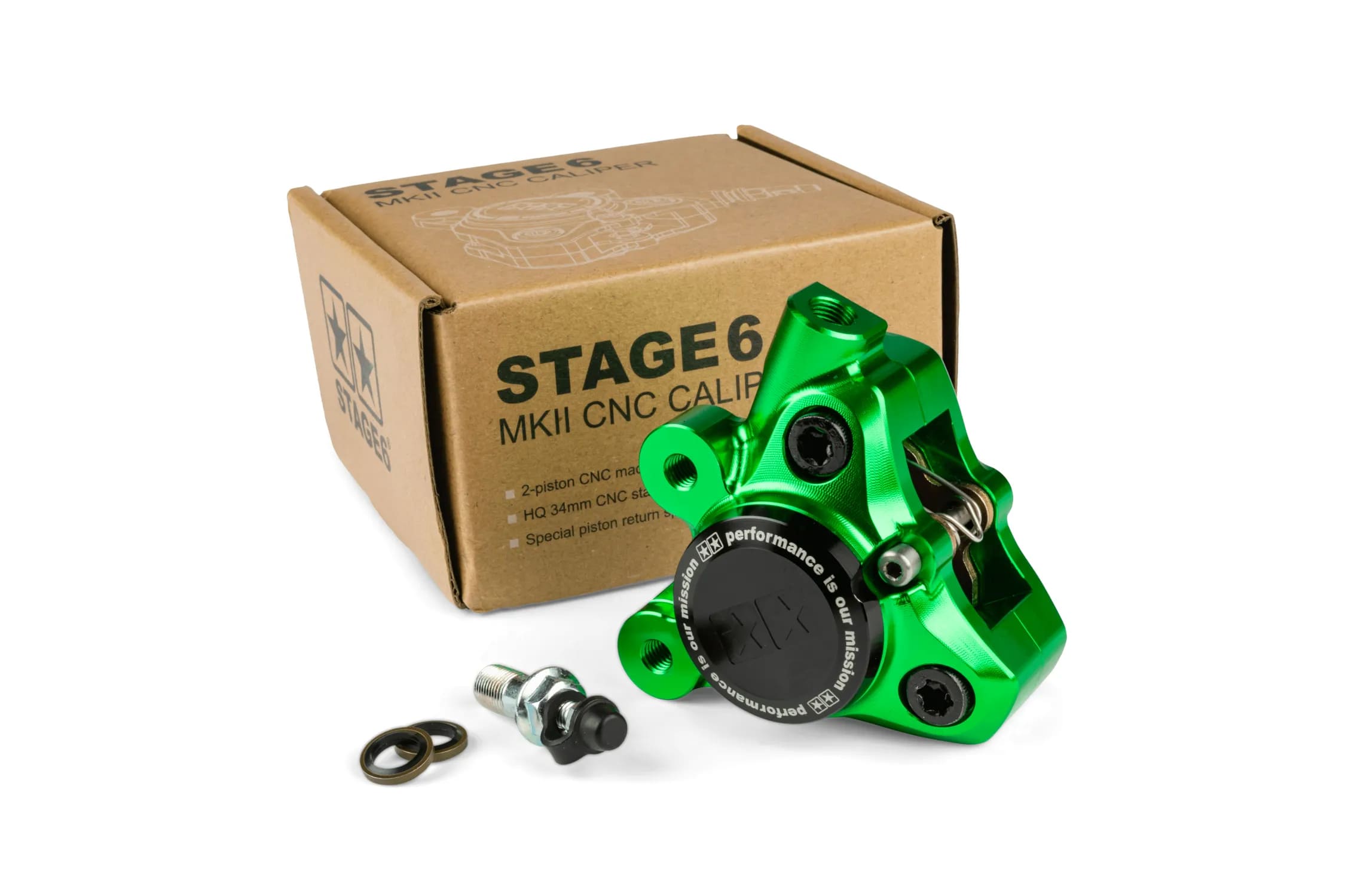 S6-1400381/GR Pinza freno anteriore alluminio CNC Stage6 Minarelli / Piaggio / Peugeot verde