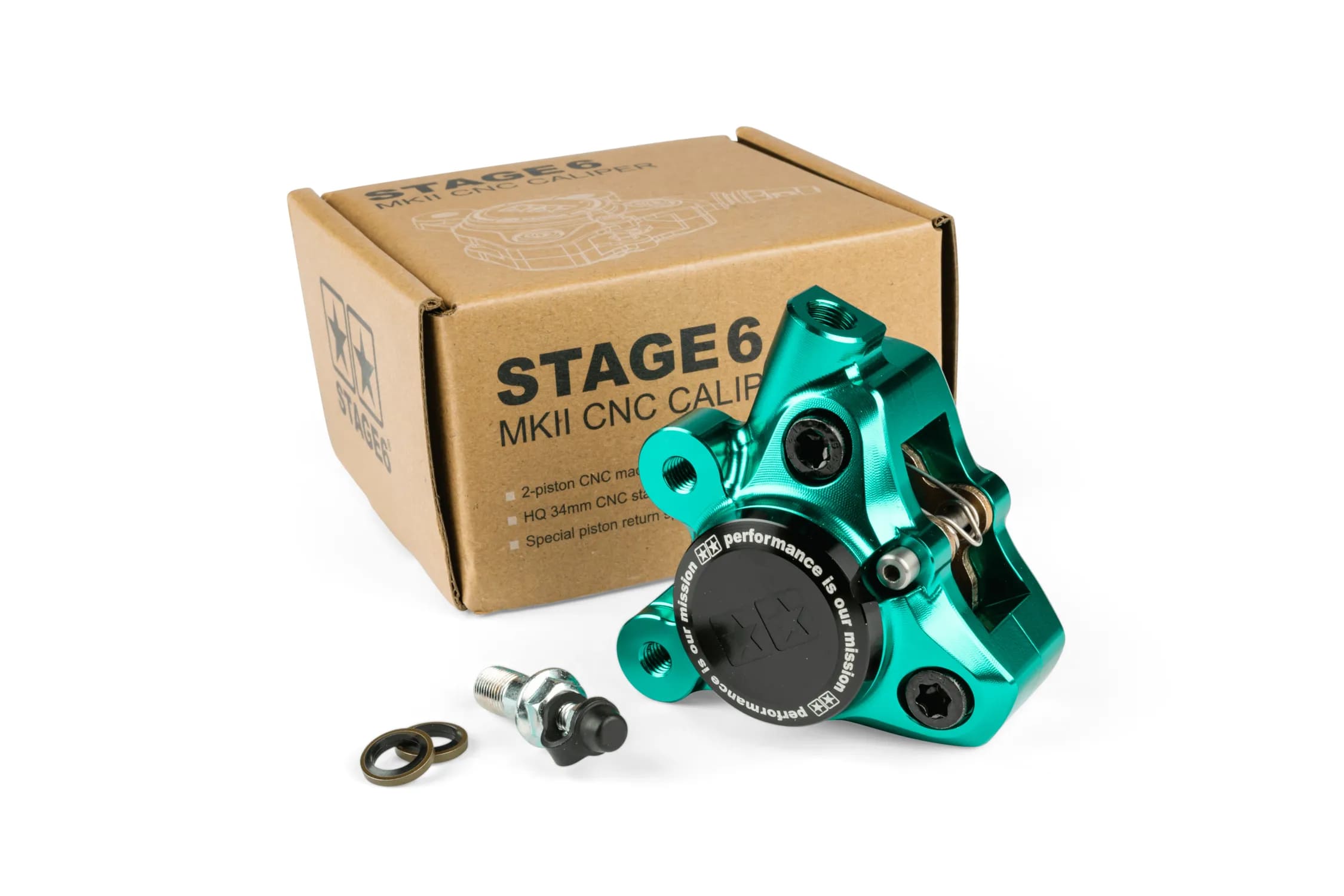 S6-1400381/TU Pinza freno anteriore alluminio CNC Stage6 Minarelli / Piaggio / Peugeot turchese