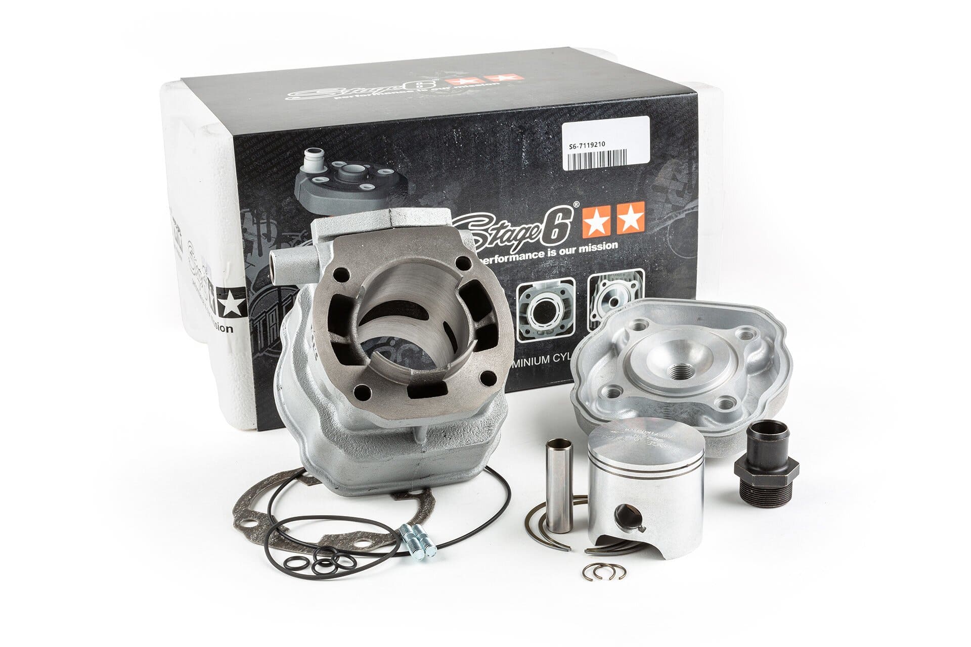 s6-7119210 gruppo termico stage6 77cc streetrace ghisa grigia derbi euro 2 (d50b0) stage6 rt