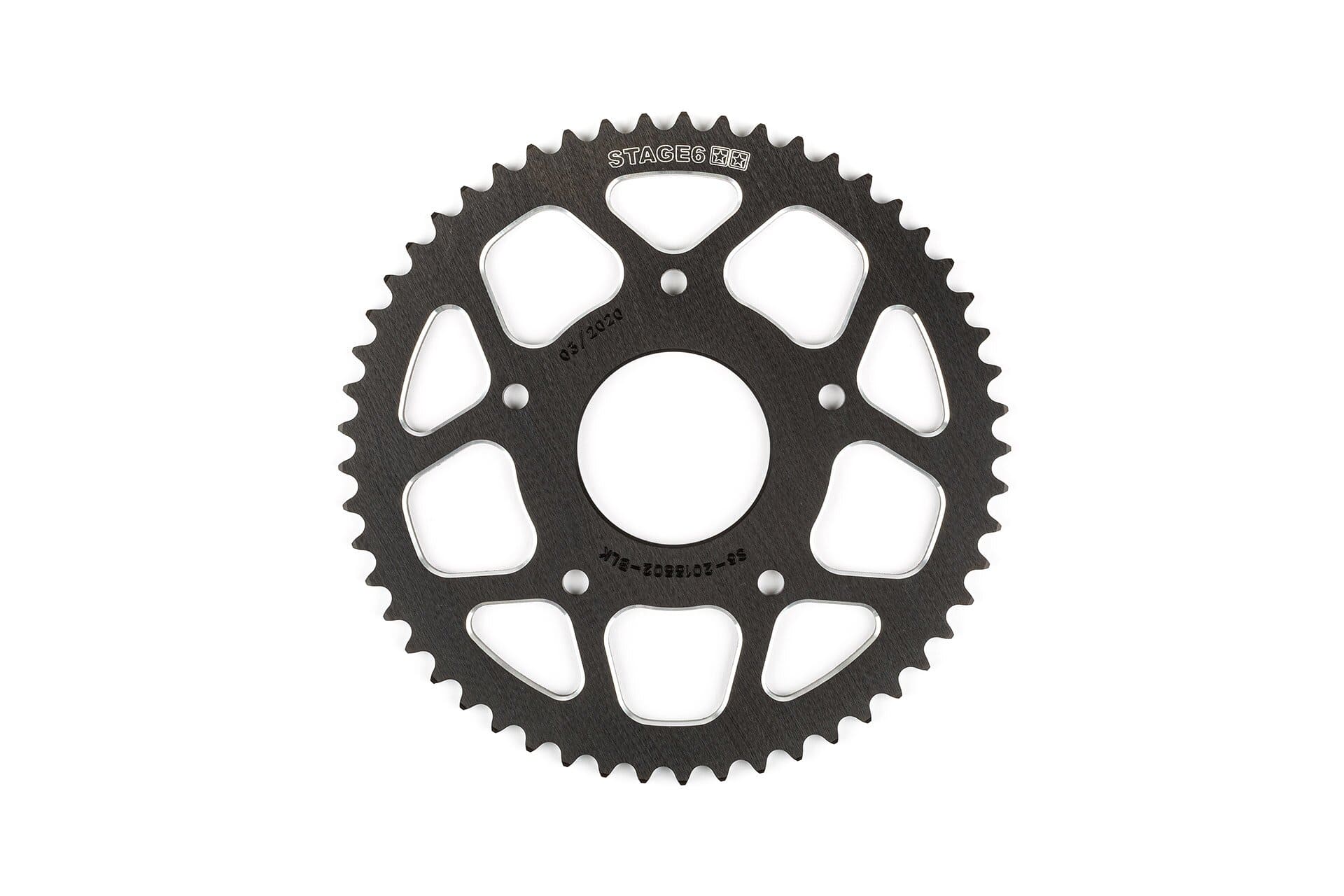 S6-2018802/BK Corona 53 denti - 420 Stage6 alluminio CNC nero Peugeot / Rieju, COD: S6-2018802/BK
