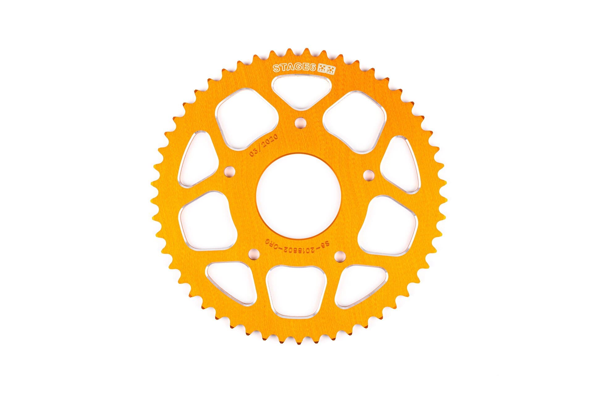 S6-2018802/OR Corona 53 denti - 420 Stage6 alluminio CNC arancione Peugeot / Rieju, COD: S6-2018802/OR