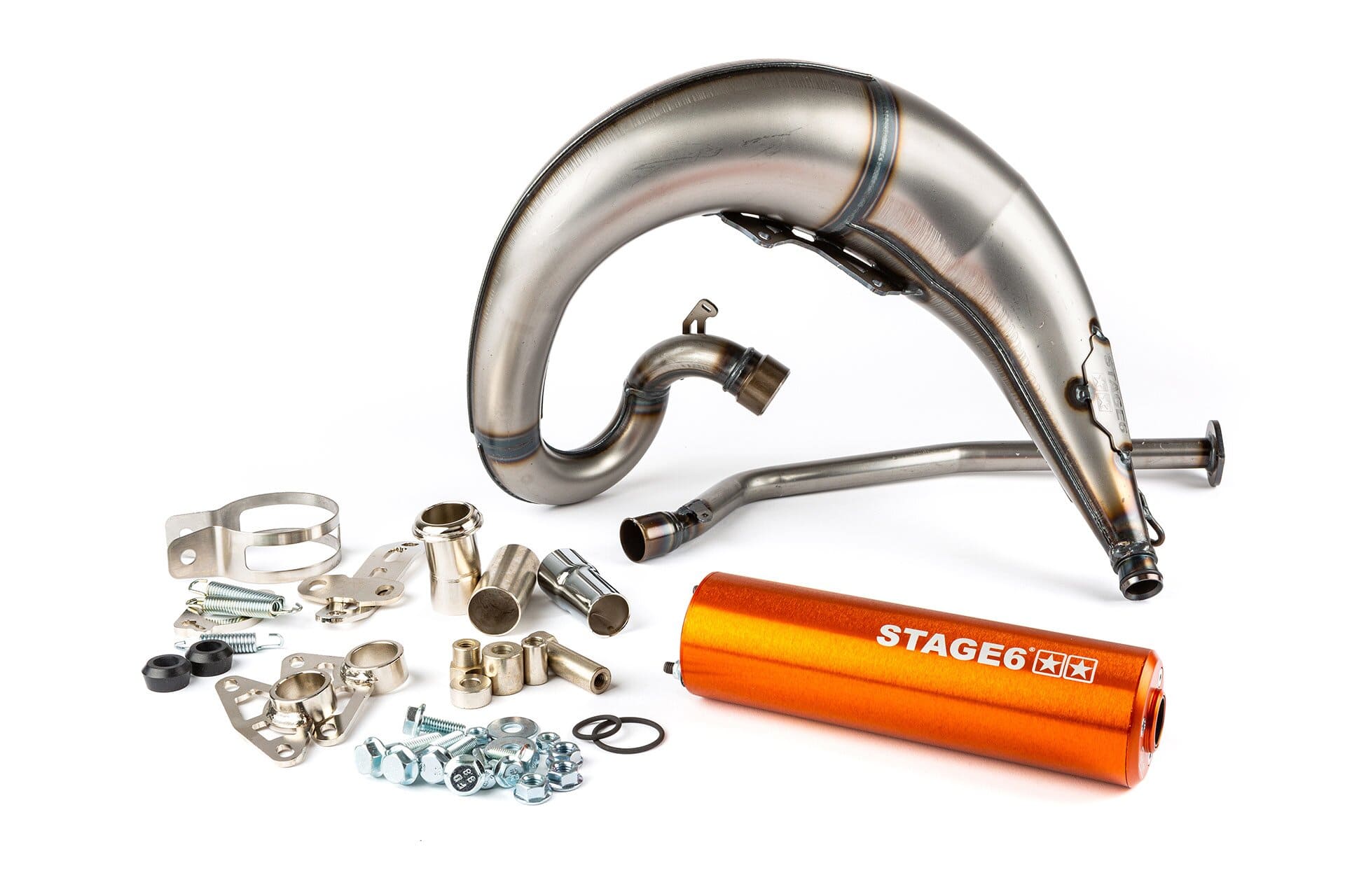 s6-9119301/or marmitta stage6 streetrace montaggio alto cnc arancio derbi senda (d50b0) stage6 rt, COD: S6-9119301/OR