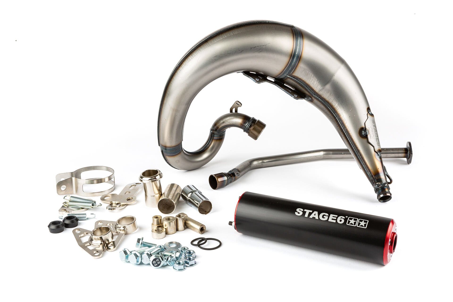 s6-9119301/re marmitta stage6 streetrace montaggio alto cnc rosso / nero derbi senda (d50b0) stage6 rt, COD: S6-9119301/RE