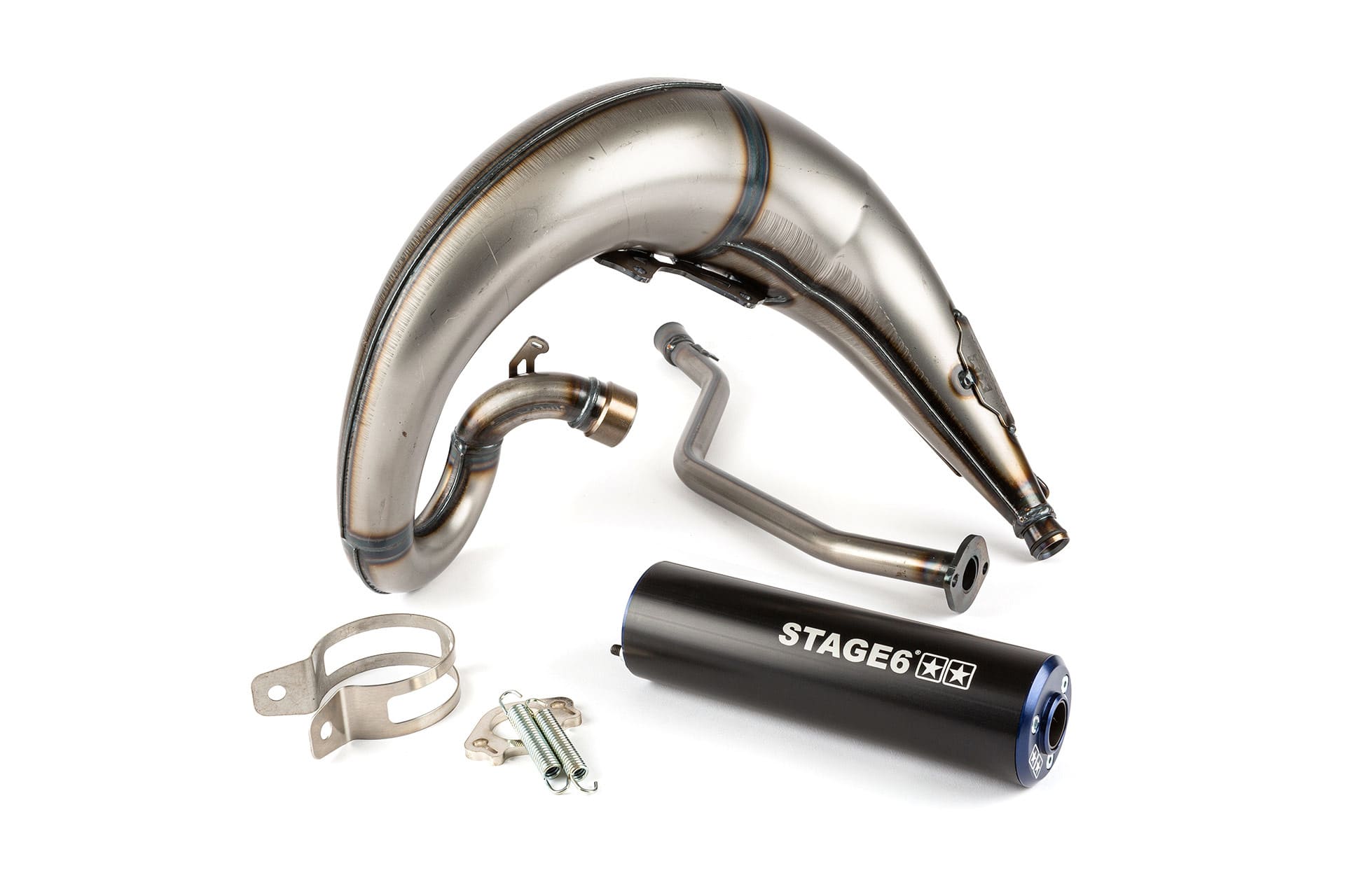 S6-9118810/BL Marmitta Stage6 Streetrace montaggio alto CNC blu / nero Yamaha DT50, COD: S6-9118810/BL