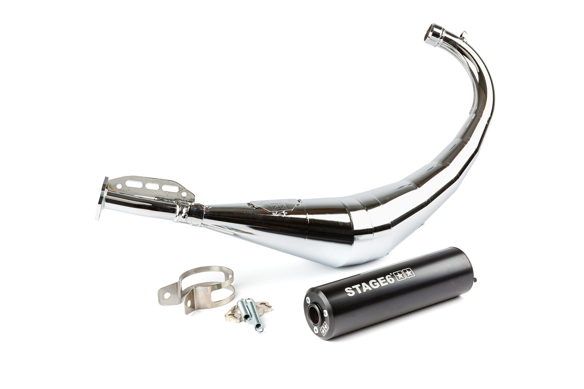 s6-9118904/bk marmitta stage6 streetrace cromato cnc nero cncderbi / minarelli am6 stage6 rt, COD: S6-9118904/BK