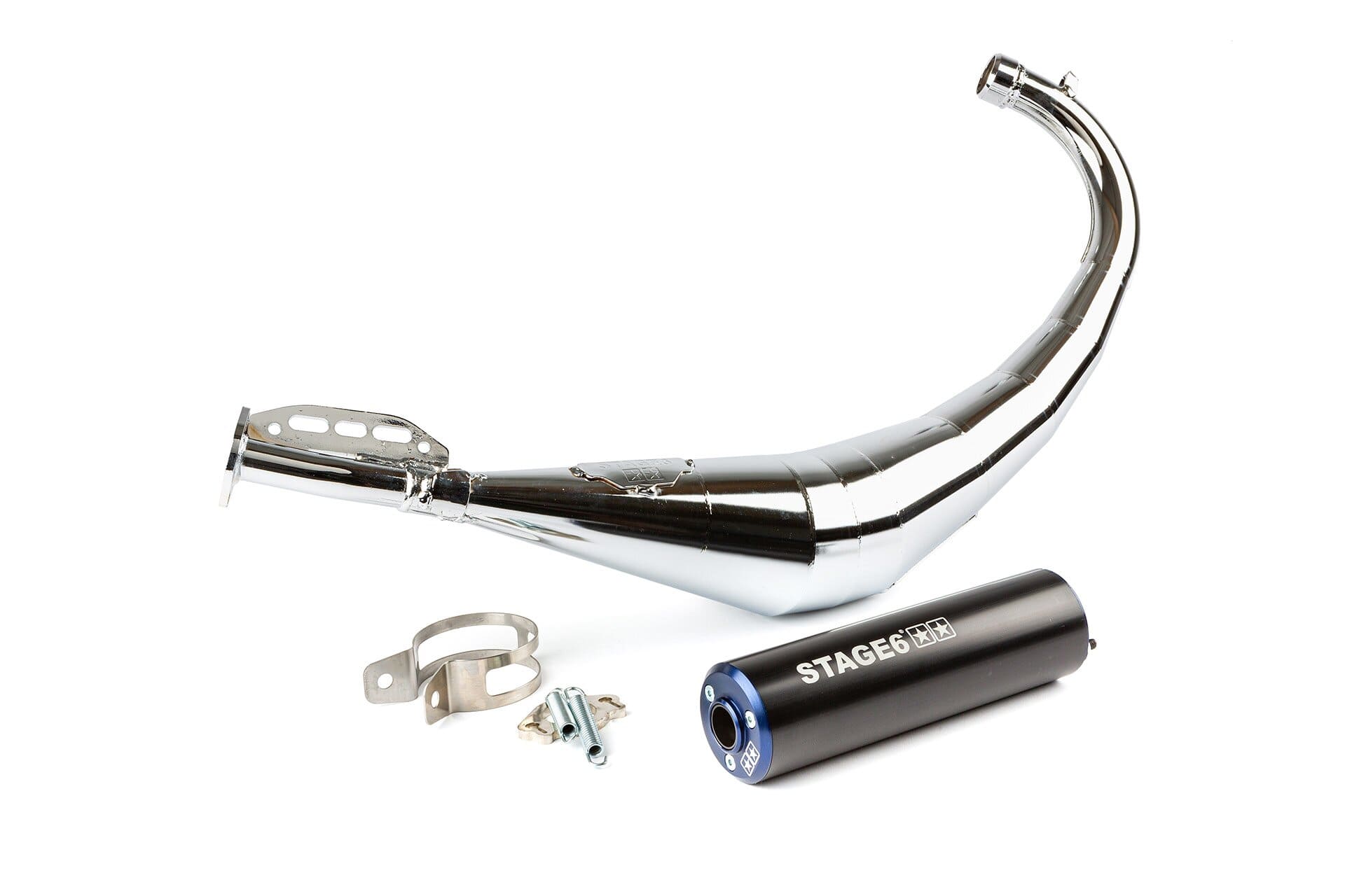 s6-9118904/bl marmitta stage6 streetrace cromato cnc blu / nero derbi / minarelli am6 stage6 rt, COD: S6-9118904/BL